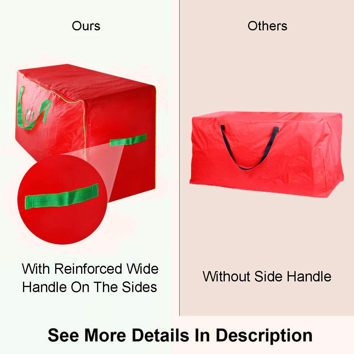 Christmas Tree Storage Bag - Xmas Large Tree Container - Reinforced Wide Handle and Double Sleek Zipper - Heavy Duty to Hold 9Ft Disassembled Artificial Tree image number 2