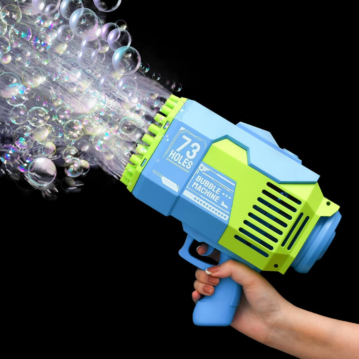 Automatic Bubble Gun Machine for Kids Adults,Rechargeable Battery/Bazooka Rocket 73 Holes/Lights, Electric Bubble Maker Blaster Blower Toys for Outdoor Games,Wedding,Party Favors image number 5