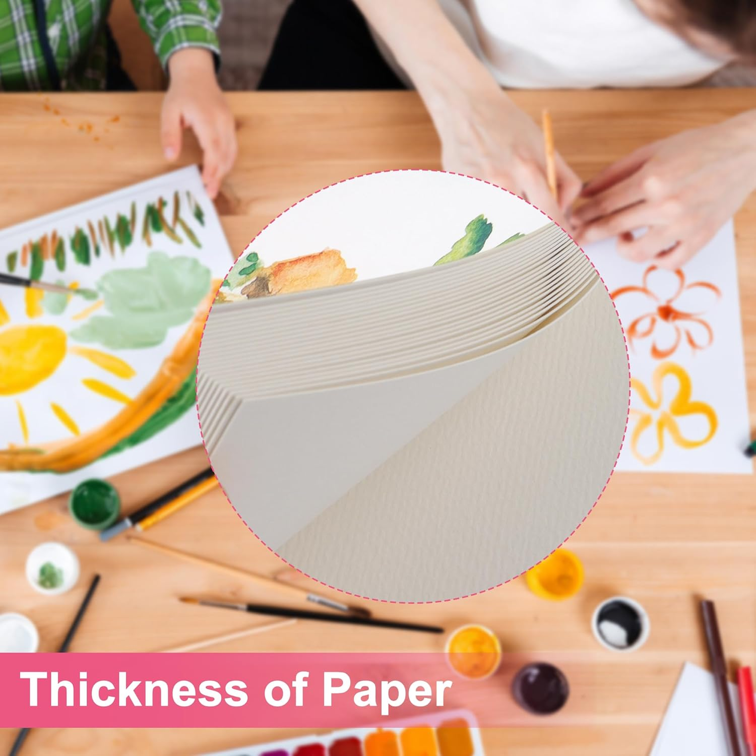 JUNART A4 Watercolour Paper Pad,Good Pigment Dispersion and Colour Adhesion Sketchbook,Perfect for Adults & Kids Indoor and Outdoor Creations,Travel-Friendly(House) image number 6