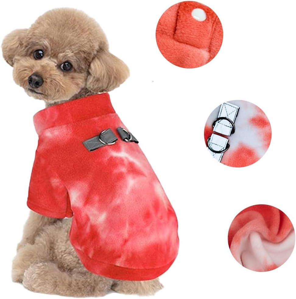 Dog Small Medium Dogs Tie Dye Pet Coat Dog Clothes Dog Pajamas Fall Winter Daily Warm Polar Fleece Soft Doggie Halloween Christmas Festival Apparel for Dogs Cats (Pink White, M) image number 5
