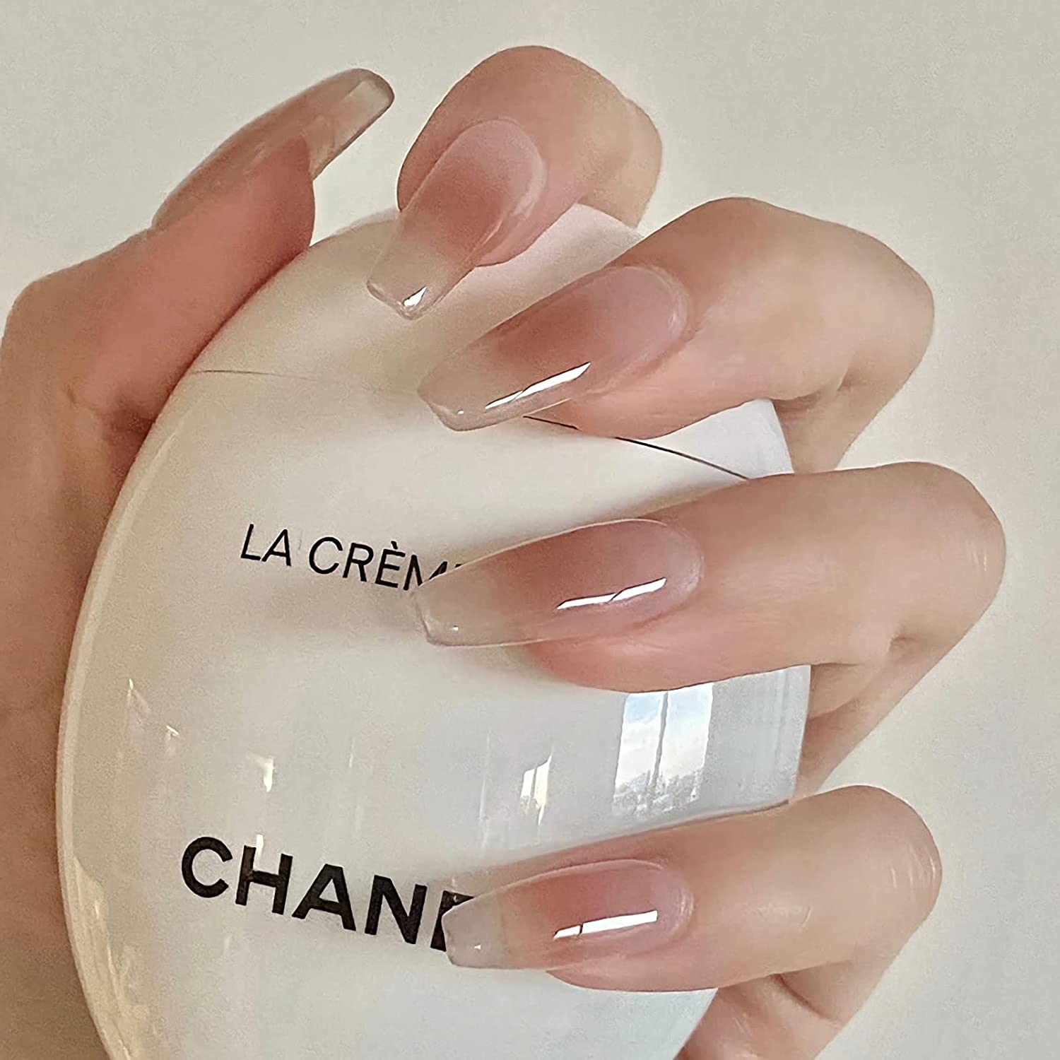 Gradient Press on Nails Coffin Long Fake Jelly Nails Acrylic Full Cover Artificial Glossy False Nails for Women and Girls 24PCS image number 2