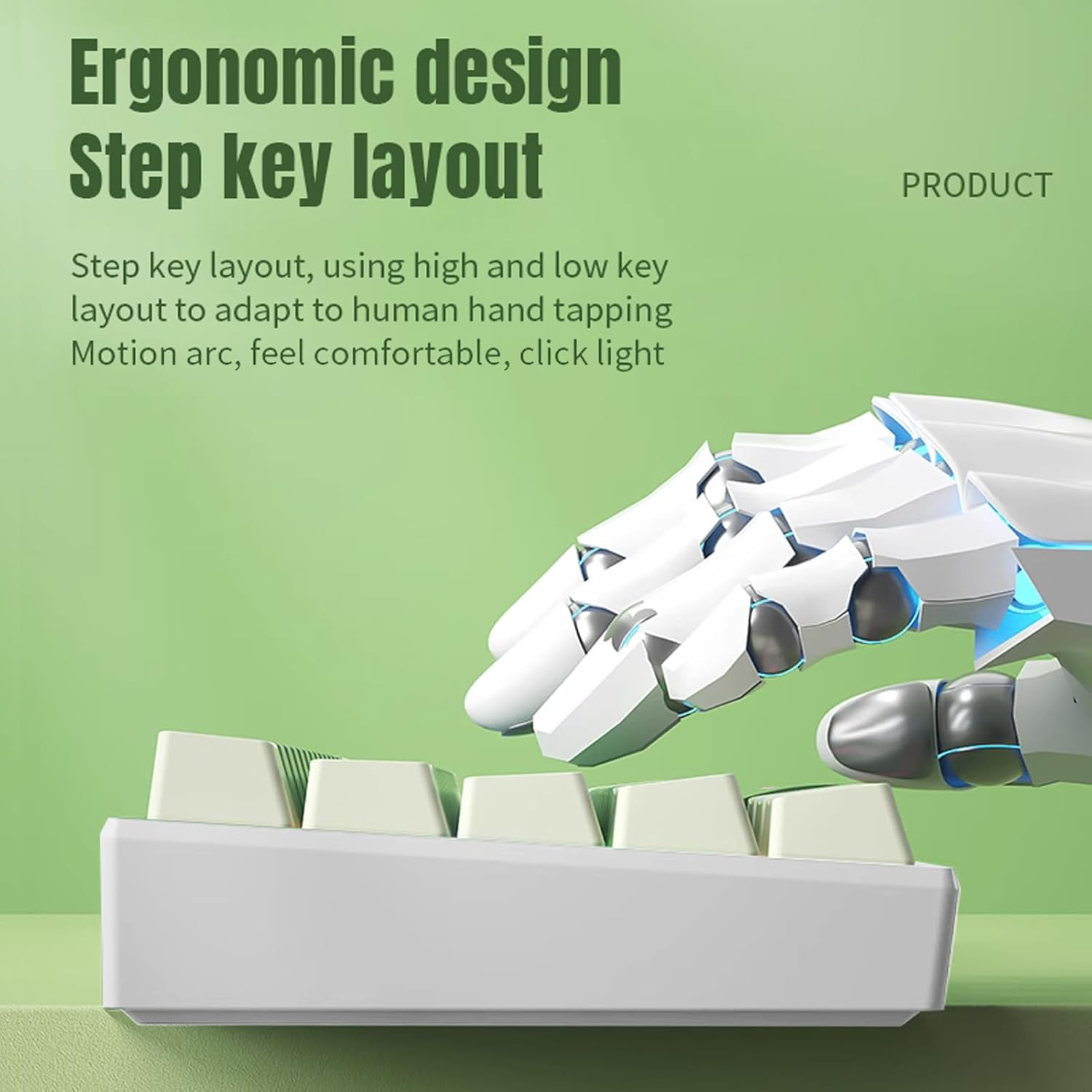 Wired Gaming Keyboard, 60 Percent 68 Keys RGB Backlit Mechanical Keyboard, Ergonomic Compact Keyboard with anti Ghosting and Multimedia Keys for PC Laptop Computer (White Green Color Block) image number 6