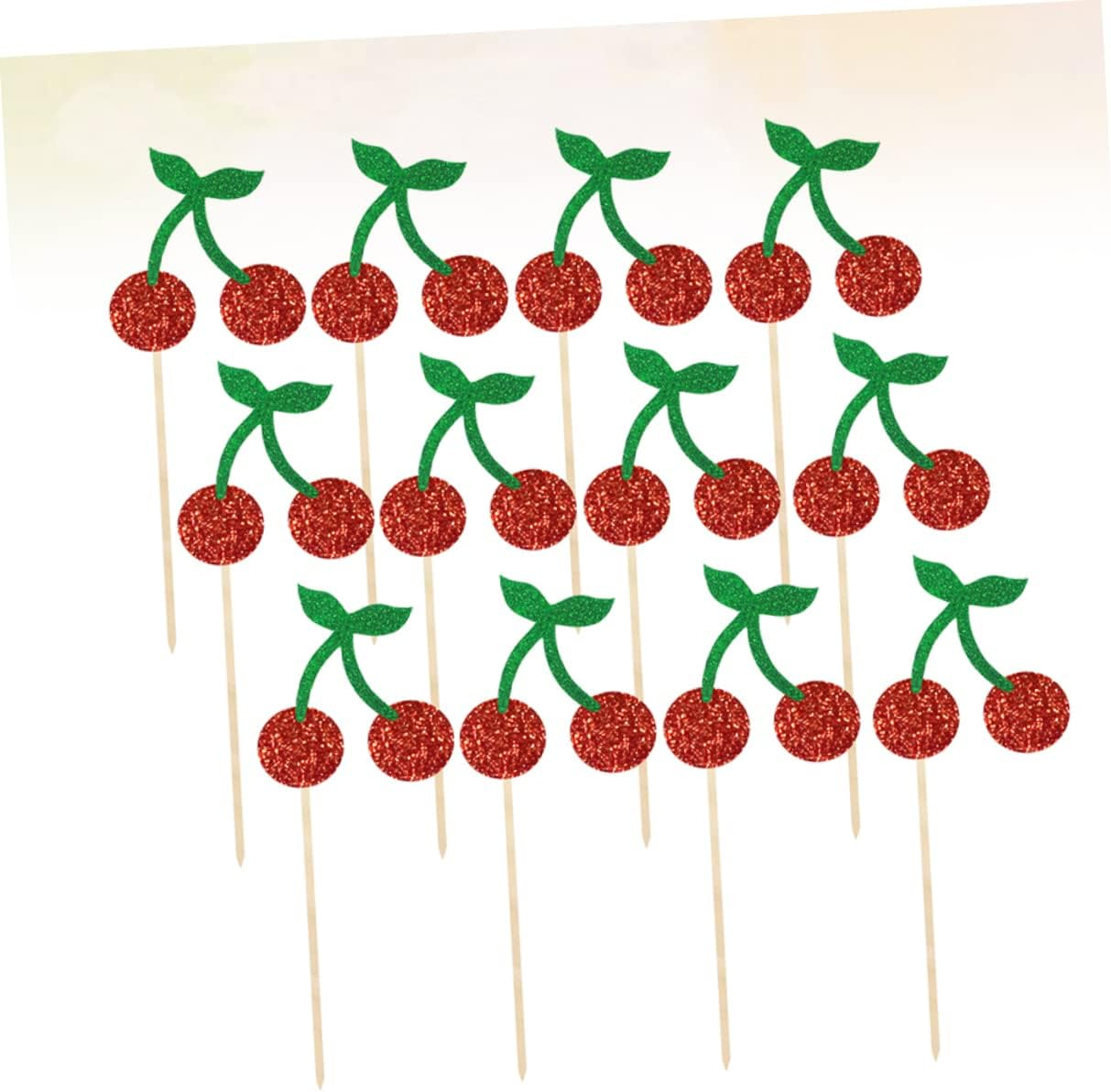 MERRYHAPY Fruits Cake Topper Cherry Design Cloth and Bamboo Sticks Safe Environment-Friendly Party Use Decorations for Birthday Celebrations image number 4
