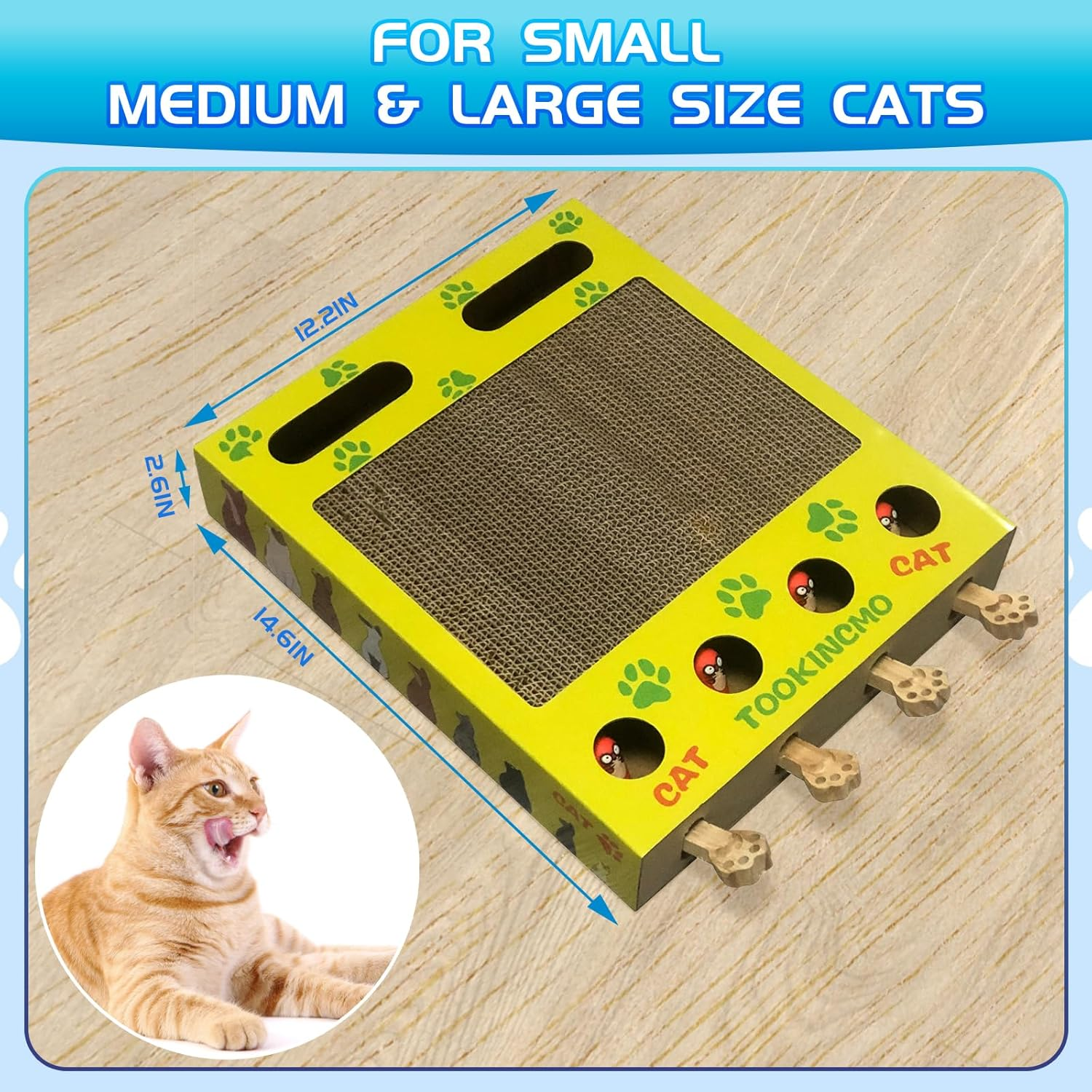 Updated Cat Enrichment Toy, 4 in 1 Cat Box with Spring, Scratching Board & Ball Toy for Indoor Cats, Interactive Toy for Physical Exercise & Entertained. image number 1
