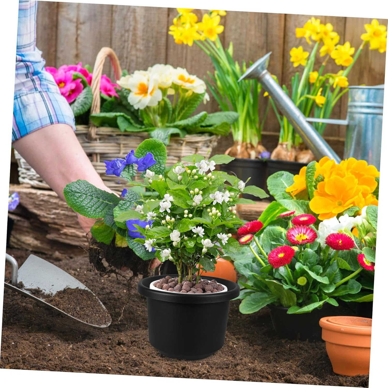 Thickened Black Plastic Plant Nursery Pot for Outdoor Gardening, Medium Breathable Root Control Flower Planter, Sturdy Nutrient Planter Suitable for Succulents and Flowers image number 3