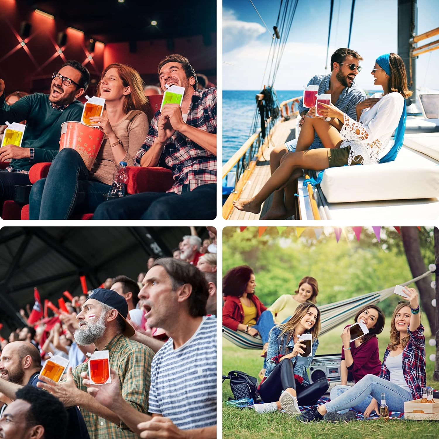 Travel Pouch,10Pcs Plastic Reusable Hip Flask with Spout,Drink Pouches for Festivals Hide Alcohol,Juice, Sneak Booze, Liquor, Rum, Water -420Ml image number 4