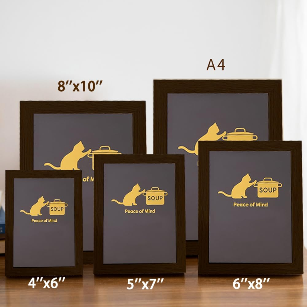 5X7 Picture Frame Set of 5, Wall Hange and Table Decor for Home,Office,Gallery, 5 Pack Poster Frames（Brown,5X7"）
