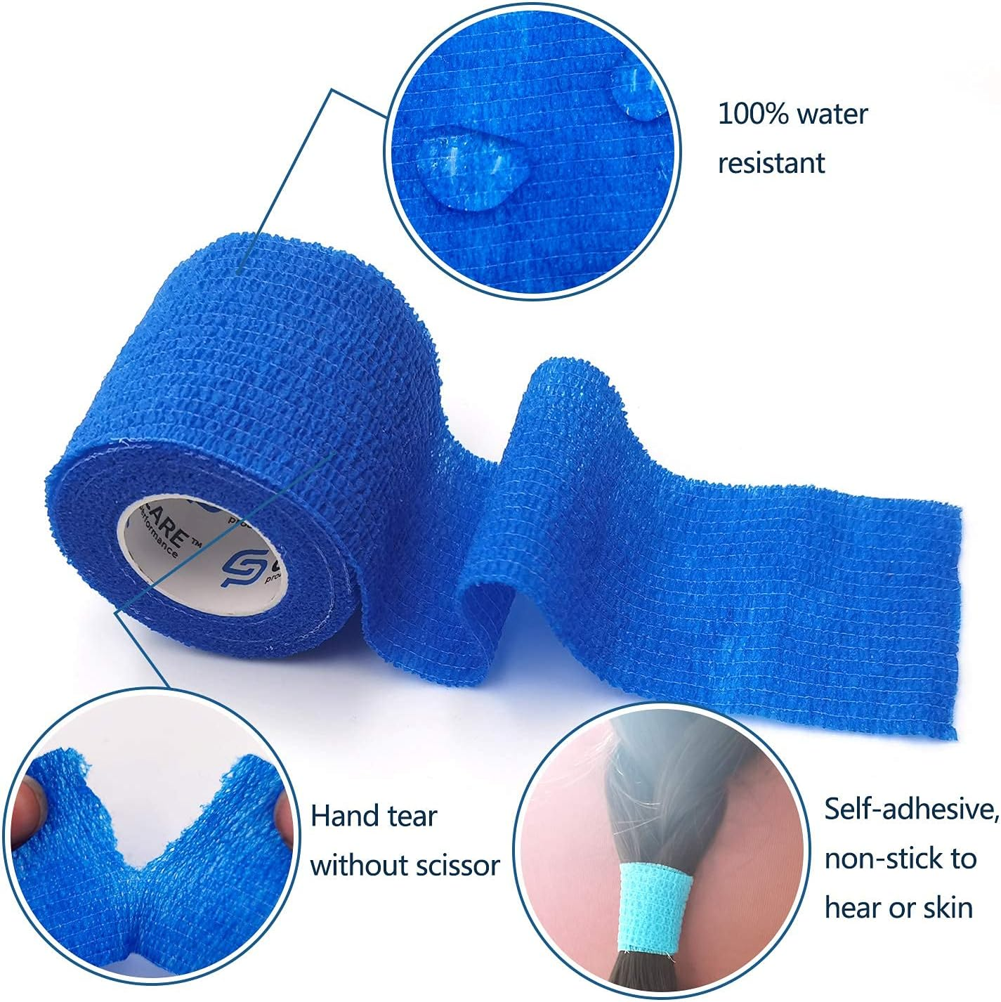 Self Adherent Cohesive Wrap Bandages Non-Woven Bandage Rolls 6 Count 5Cm*4.5M (Black) image number 4