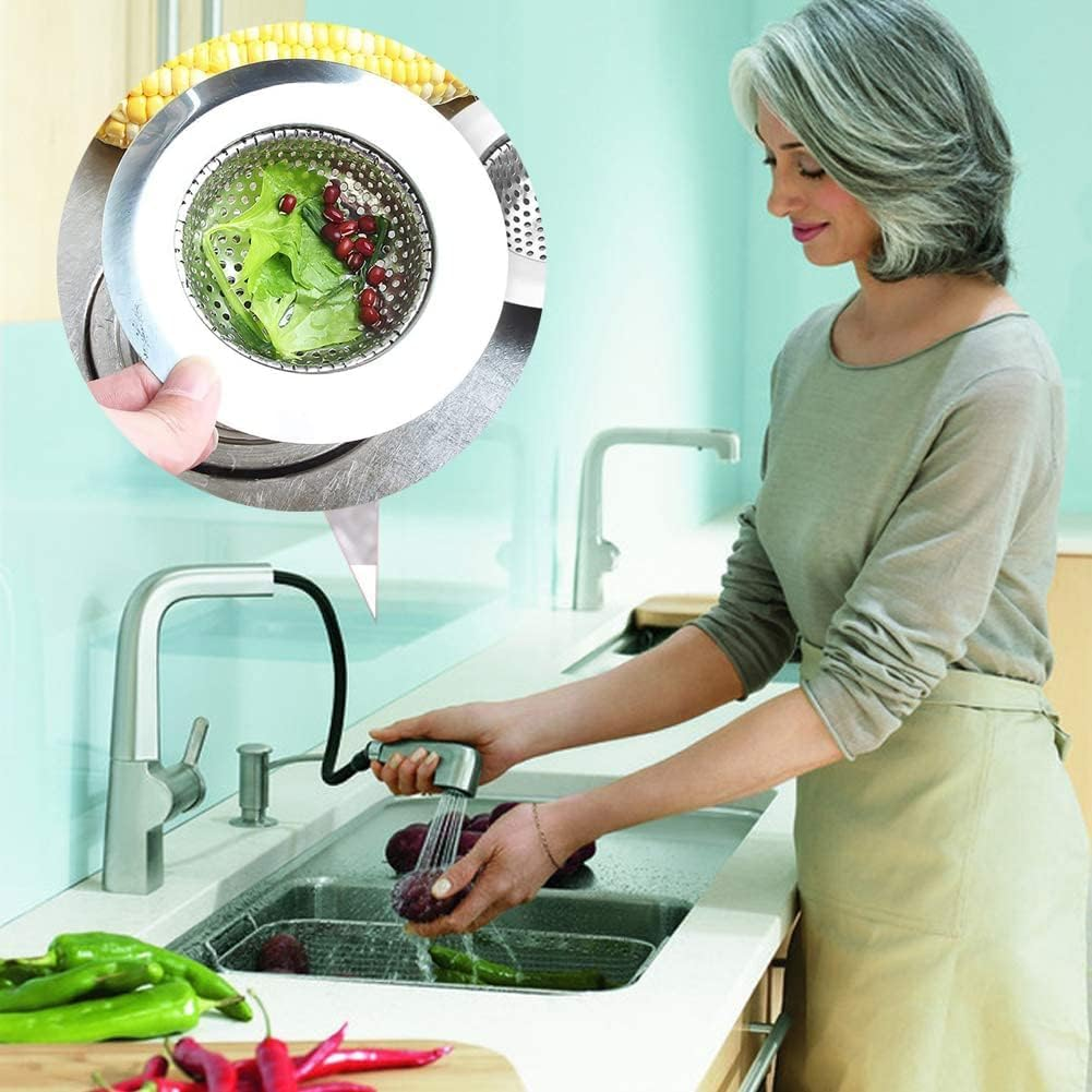 Drain Hair Catcher, 4 Pack, Shower Drain Cover for Bathtub, Kitchen Sink Strainer, Stainless Steel Bathroom Sink, Drain Stopper (Silvery) image number 3