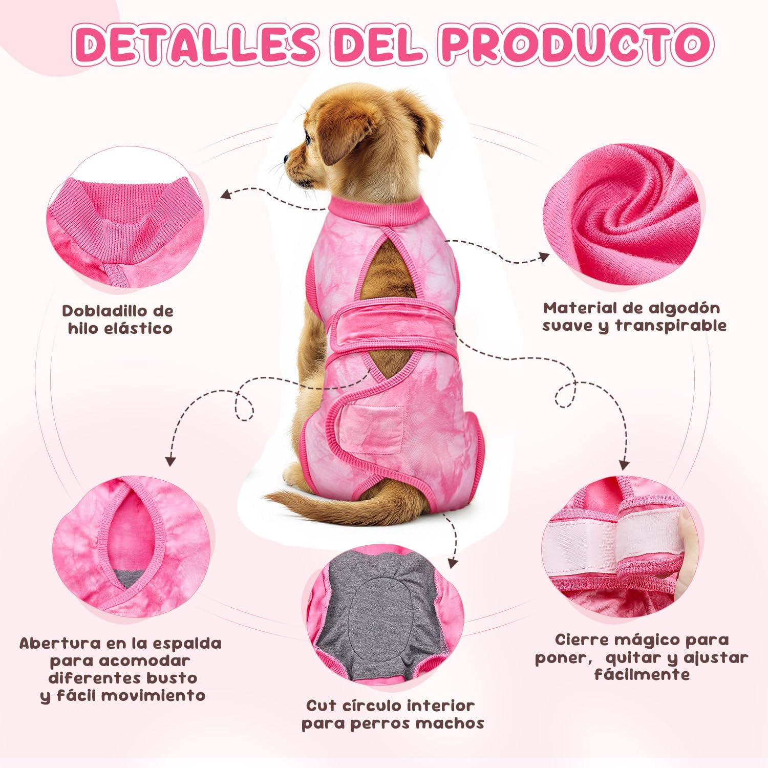Slowton Dog Recovery Suit after Surgery - Dog Surgical Recovery Suit for Female Male Pet Bodysuit, anti Licking Pet Pajama Onesie E-Collar Cone Alternative, Small Medium Large Surgical Clothes image number 5