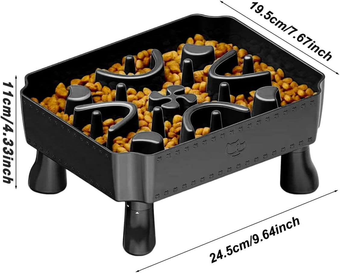 AIMALL Elevated Slow Feeder Dog Bowl, 2-In-1 Large Capacity Feeding Station, Raised Bowl for Neck Protection, Detachable Anti-Slip Base with Maze Design, 24.5X19.5X11Cm image number 2