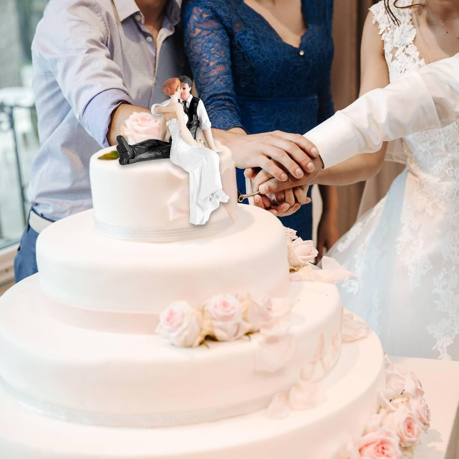 Bride and Groom Cake Topper, Wedding Cake Doll, Resin Doll Wedding Cake Topper for Engagement Parties, Bridal Showers Anniversaries image number 4