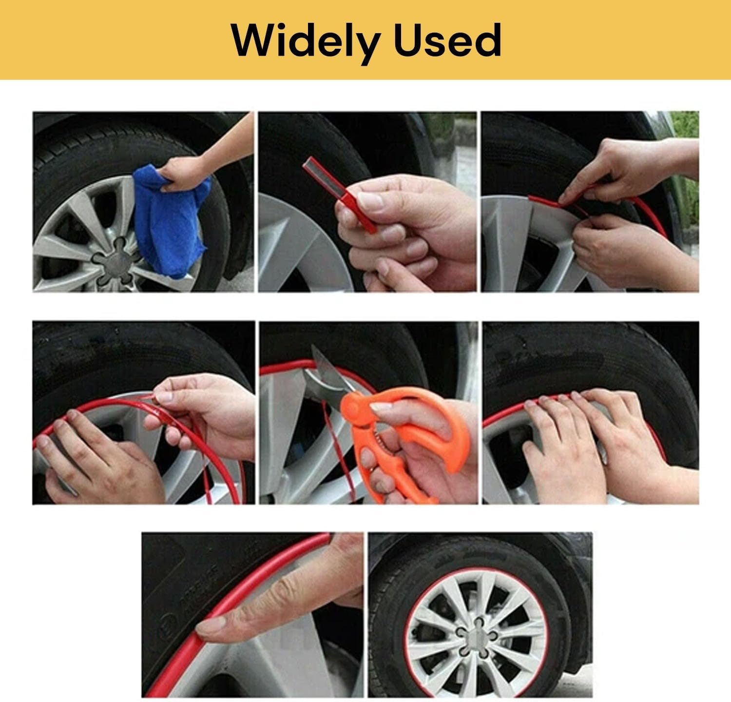EZONEDEAL Car Universal Alloy Wheel Hub Rim Ring Tyre Guard Edge Protector Beading Sticker Decorative Strip image number 4