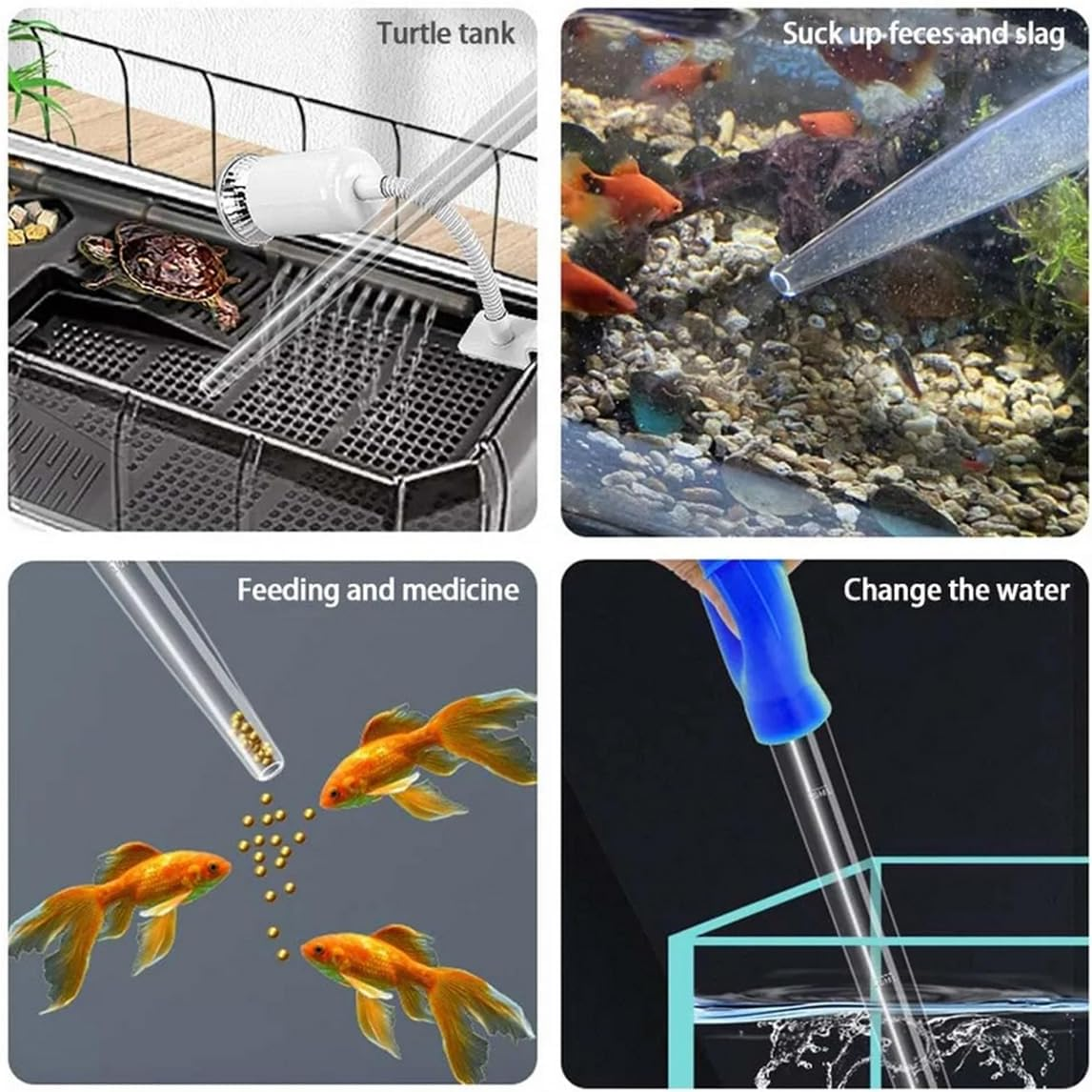 Long Manual Fish Tank Cleaner Water Changer Aquarium Dropper,Fish Tank Cleaning Waste Remover, Aquarium Clean Pipette Dropper, Mini Aquarium Gravel Cleaning Straw, Blue Fish Tank Rock Cleaner Tools (45CM) image number 1