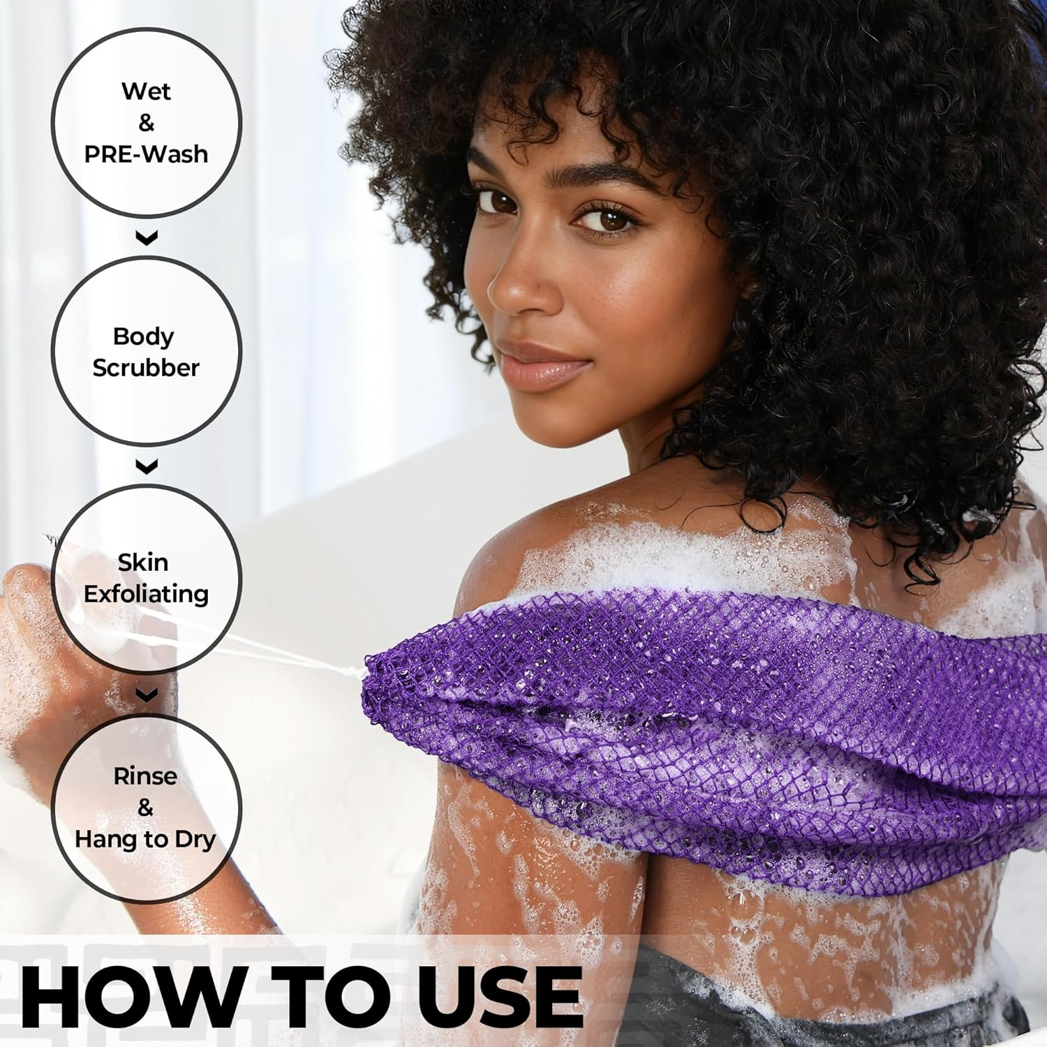 African Net Sponge Authentic - Exfoliating Back Scrub Bath Sponge with Knots - Afro Scrub Body Scrubber Exfoliator Washcloth - African Body Care Daily Use Shower Essentials image number 6