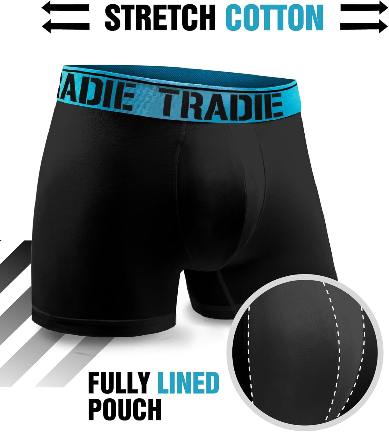 TRADIE Men'S Cotton/Elastane Fitted Trunk 6-Pack Mens Underwear, Stretch Cotton Fabric, Comfortable, Soft, Breathable Mens Boxer Brief, Value Pack Underwear for Men image number 7