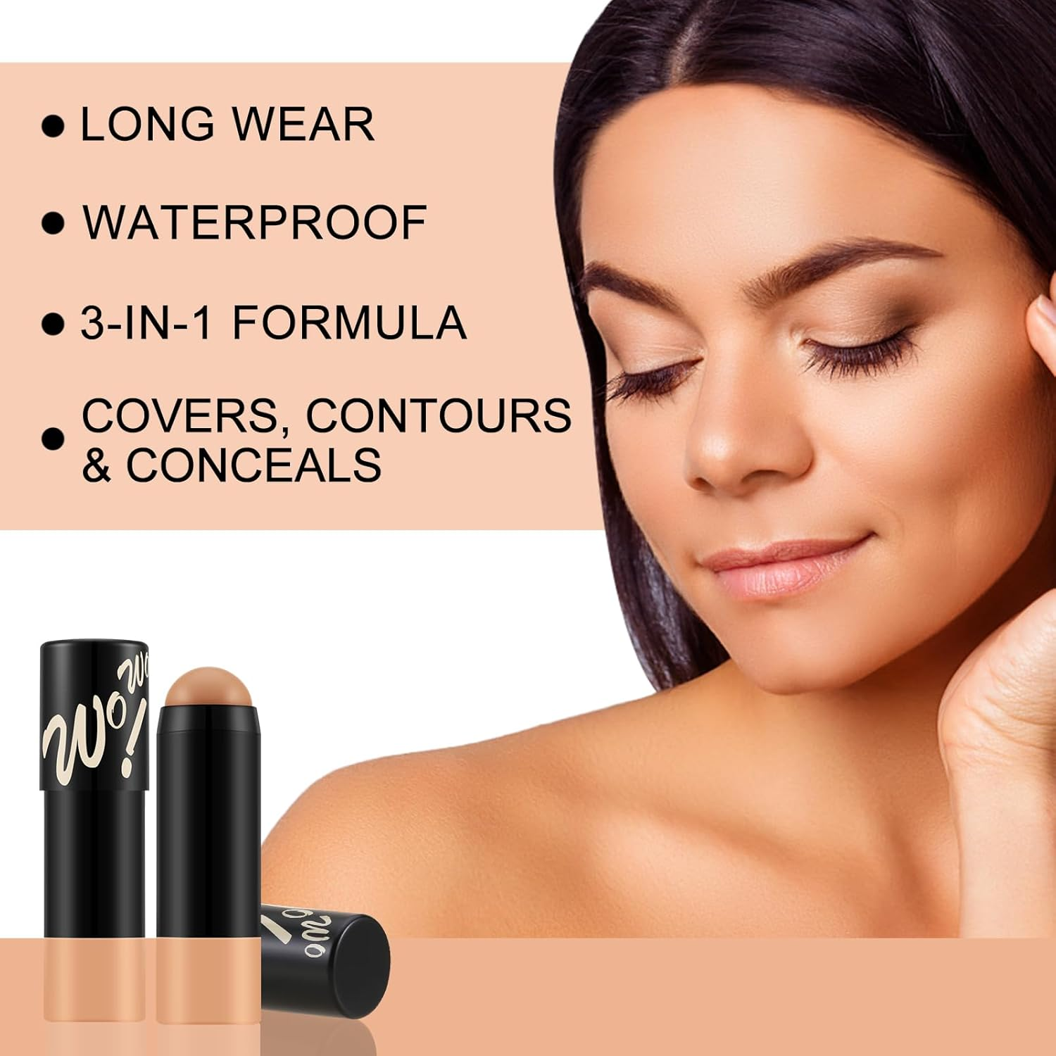 Matte Foundation Stick,Lightweight Buildable Full Coverage, Longwear Face Foundation，Concealer Stick,Waterproof image number 4