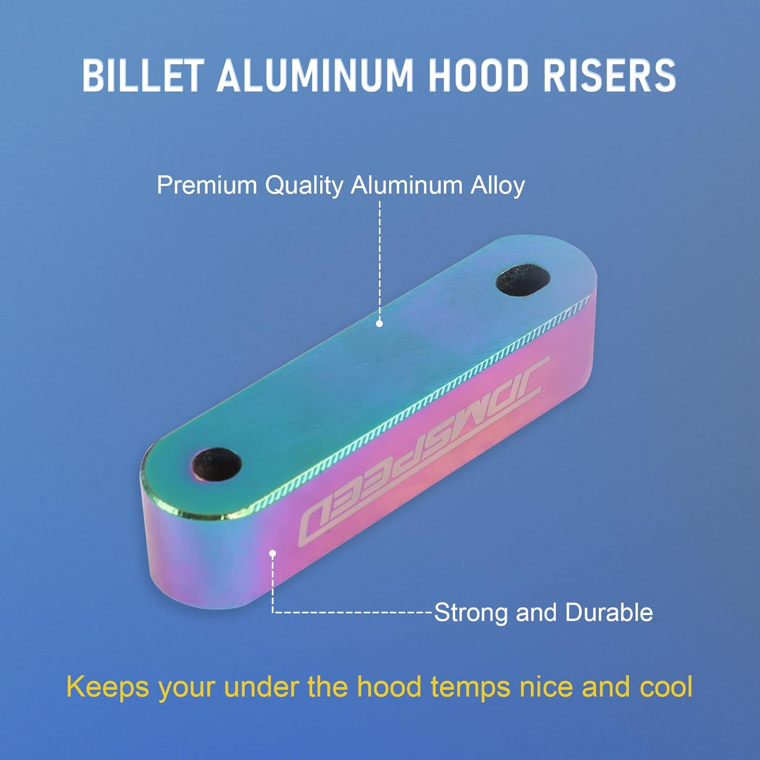 JDMSPEED Neo Chrome CNC Billet 3/4" Replacement for Hood Vent Spacer Riser Kit + Bolts + Washers image number 1