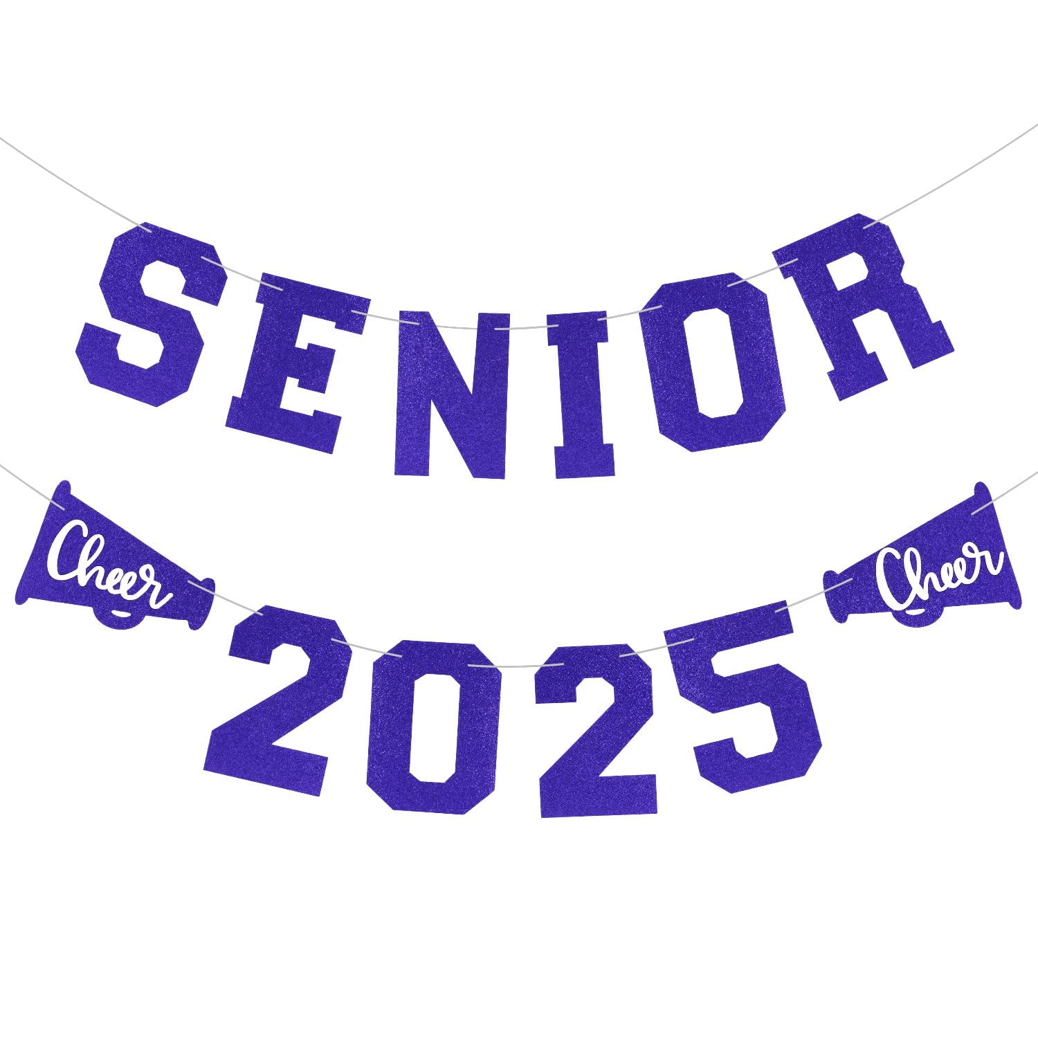 Senior 2025 Graduation Banners, Pre-Strung 2025 Graduation Decorations Glitter Class of 2025 Decorations Cheerleader Senior Night Party Decoration for Sport Player Theme Party Supplies (Blue) image number 4