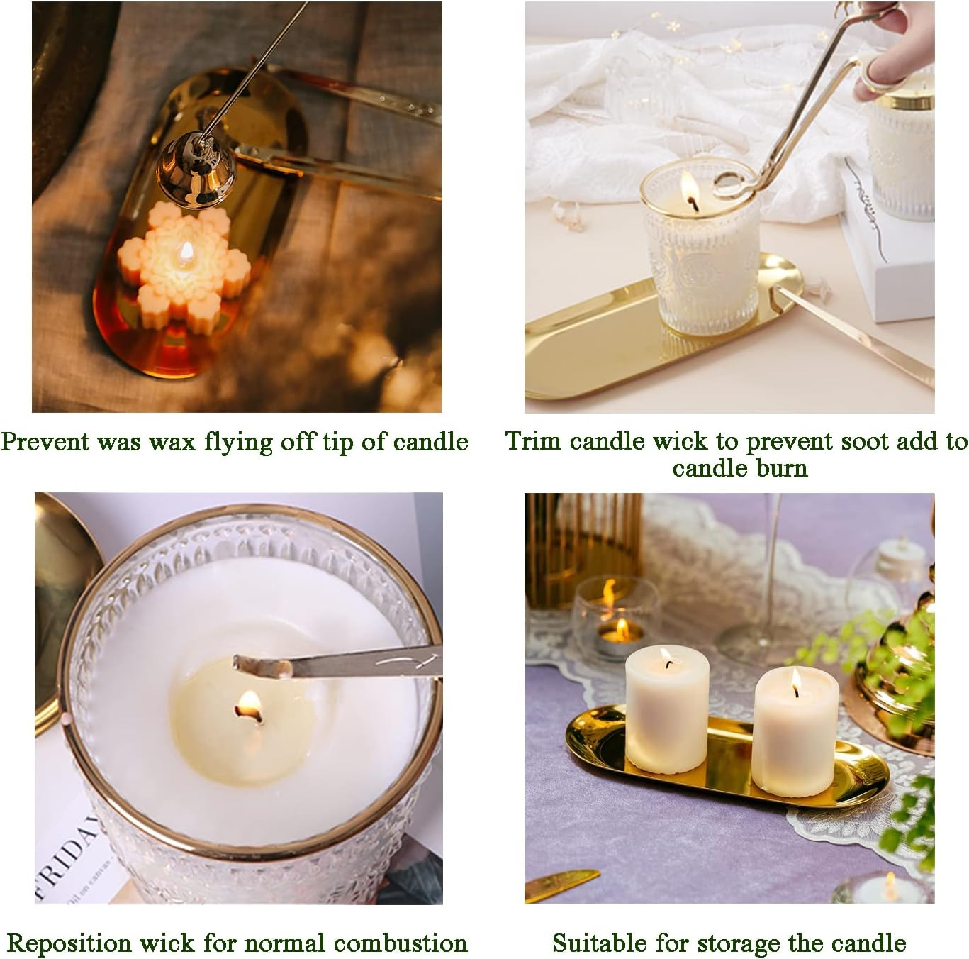 UCINNOVATE 4 in 1 Candle Accessory Set, Storage Tray Plate, for Candle Lover, Thanksgiving, Christmas(Gold) image number 1