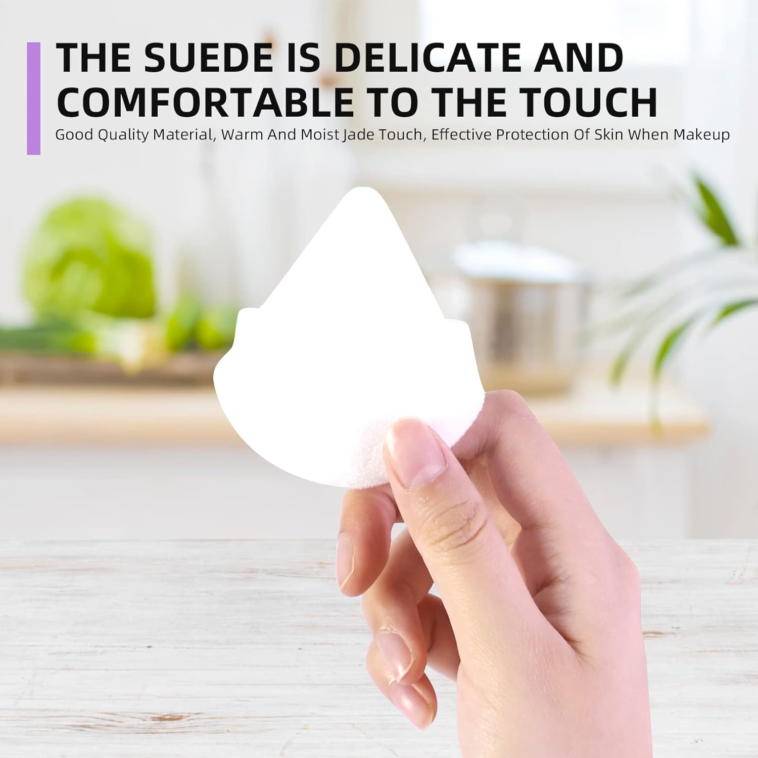 20 PCS Cosmetic Powder Puff, 2.83'' Cotton Triangle Face Makeup Puff Setting for Loose Powder Velvet Soft Body Foundation Portable Wet Dry with Ribbon Band Handle Beauty Tool (Black; White) image number 6