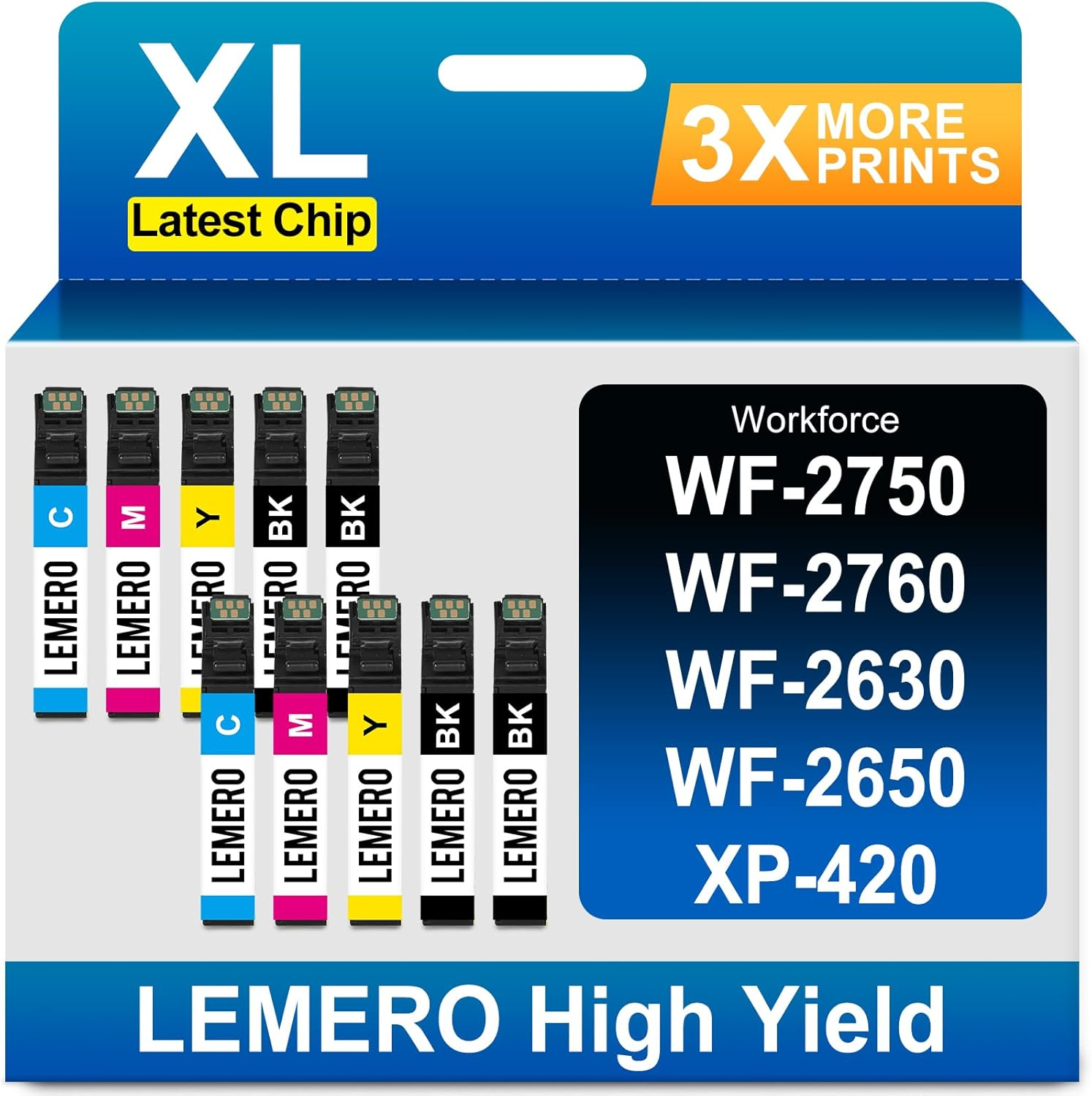 LEMERO Remanufactured Ink Cartridge Replacement for Epson 220 220XL - for Epson Workforce WF-2750 WF-2760 WF-2630 WF-2650 XP-420 XP-320 WF-2660 XP-424 (Black Cyan Magenta Yellow, 4 Pack)