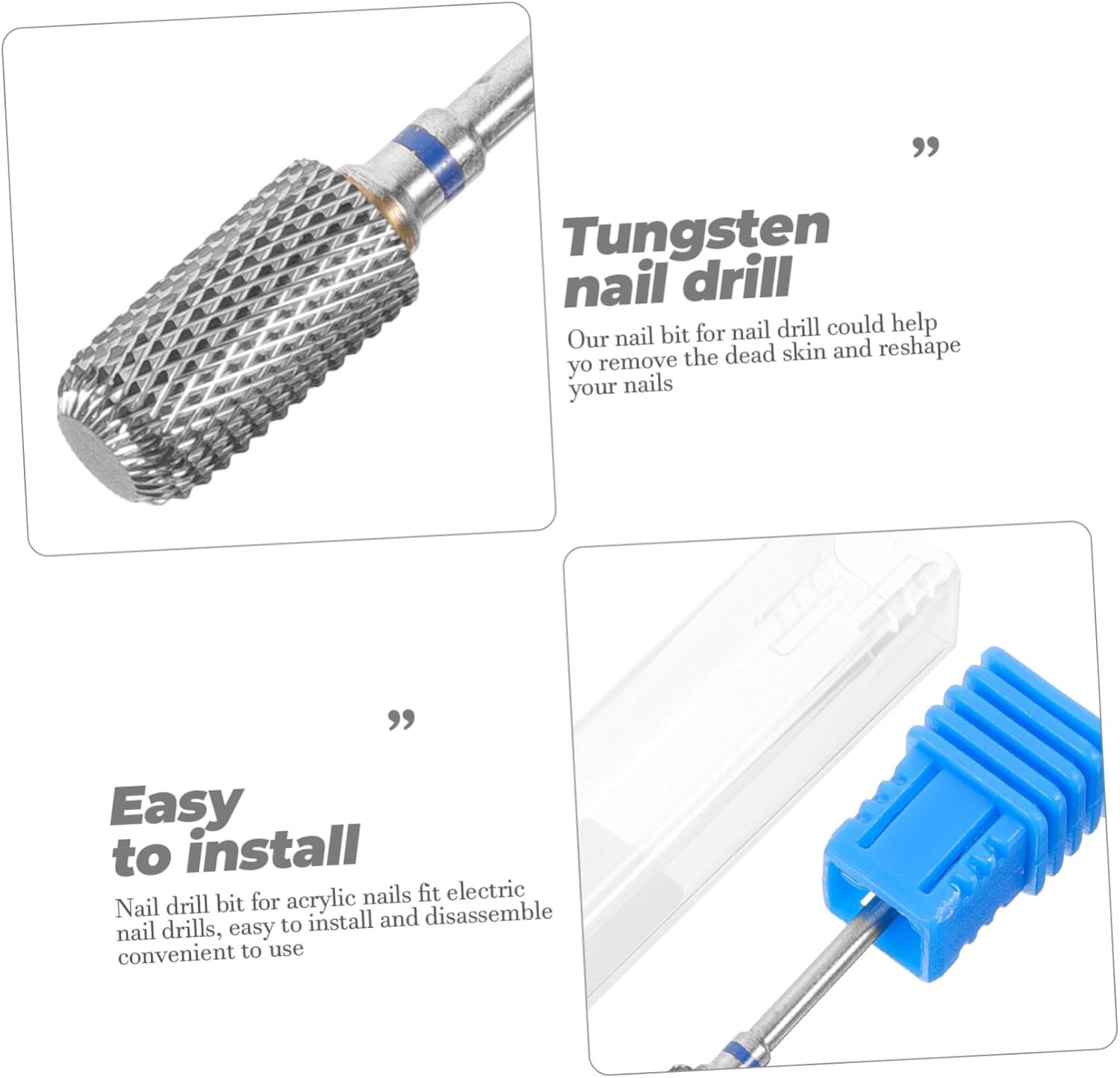 FRCOLOR Nail Removal Grinding Head Tungsten Drill Bit for Acrylic Nails Cuticle Cleaner Builder Gel Remover