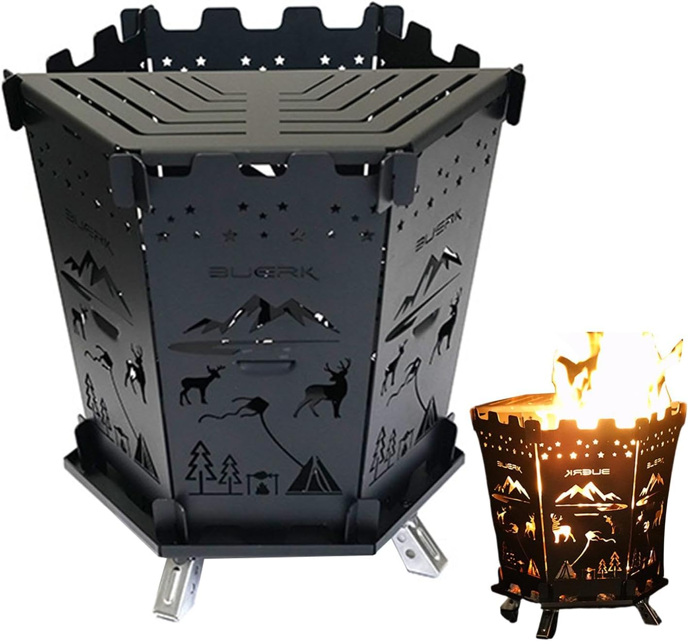 Camp Stove Backpacking,Bbq Wood Burning Foldable Camp Stoves Backpacking Burner - Compfire Lightweight Bonfire Rack Backpacking Camping Burner for Hiking image number 5