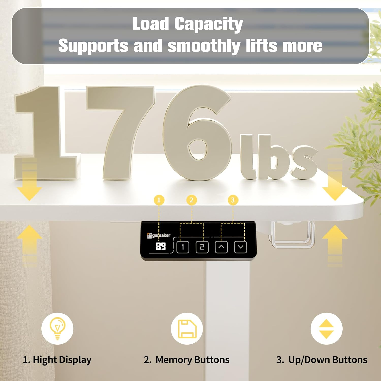 ERGOMAKER Corner Electric Standing Desk, 129 * 50Cm Height Adjustable L Shaped Desk, Stand up Desk with Splice Board, Sit Stand Desk with Memory Smart Handset(White Frame + White Desktop) image number 1