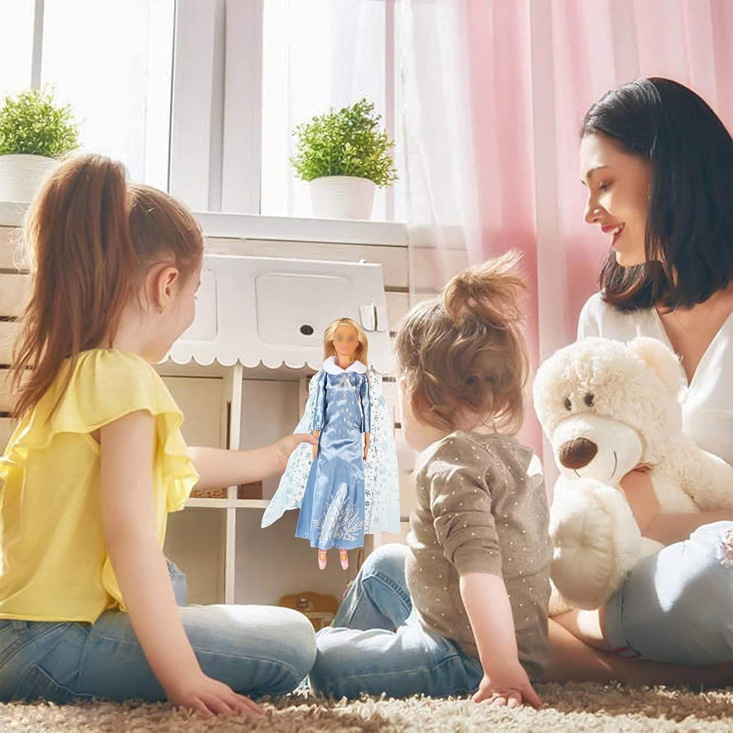 ONEST 30 Pieces Princess Clothes and Accessories for 11.5 Inch Girl Doll Include 10 Pieces Princess Dresses, 10 Pairs Shoes and 10 Pieces Necklaces - Litter Girls Gift image number 5