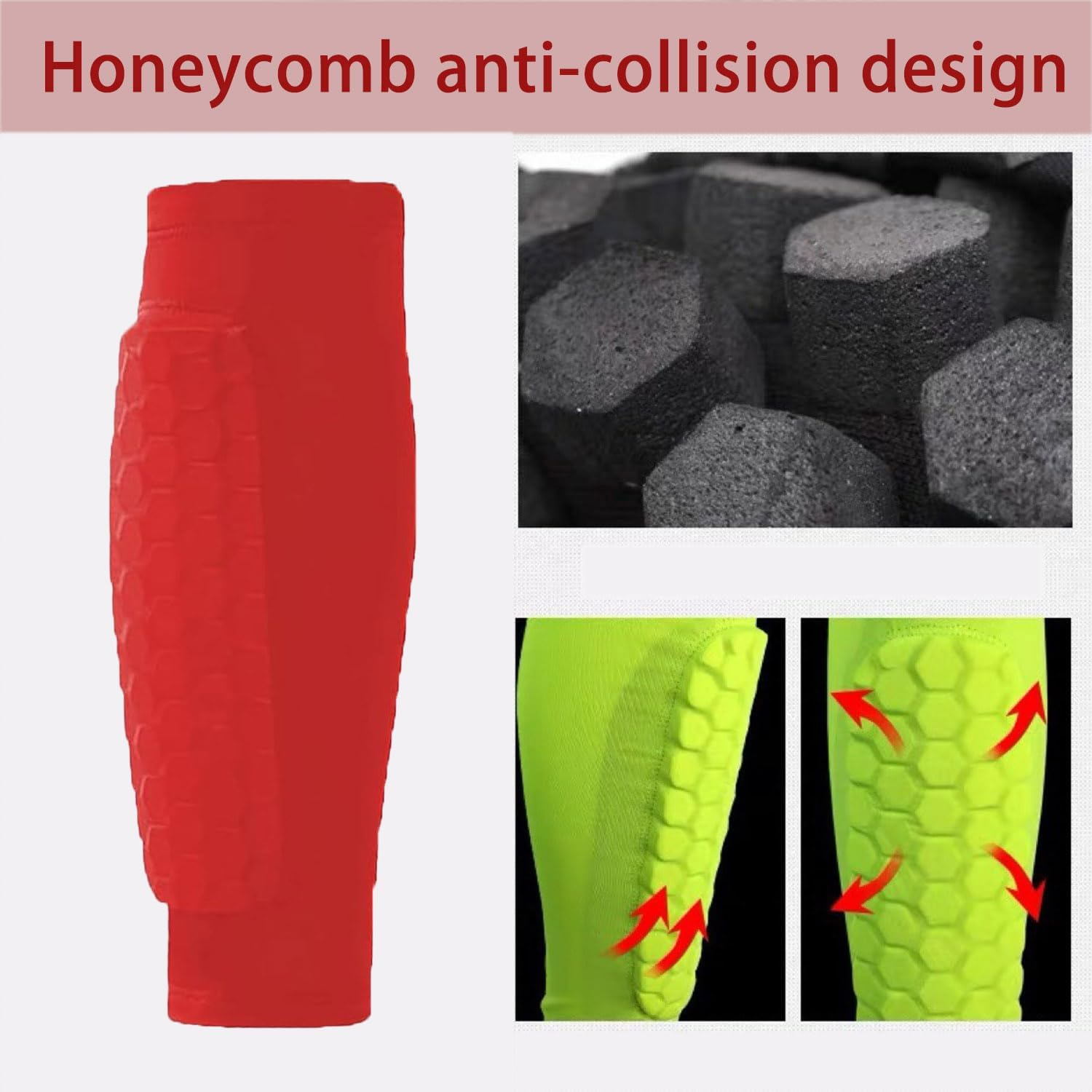 Shin Guards for Soccer, Lightweight Shin Pads for Kids Youth & Adult - Football Shin Defender Protective Gear, Comfortable Breathable Leg Guards. (1, Red, Large)