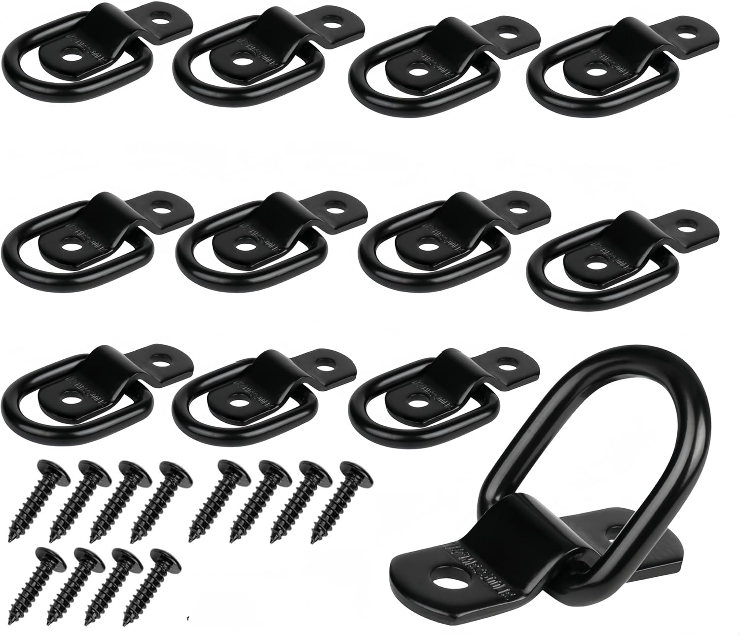 12 Sets Heavy Duty Steel D-Rings Anchor Lashing Ring Tie down Ring,1/4" D Lashing Ring Cargo Tie down Anchors,2400 Pound Capacity Heavy Duty Tie down Anchorsfor Trailer,Trucks RV Camper Van Boats image number 1