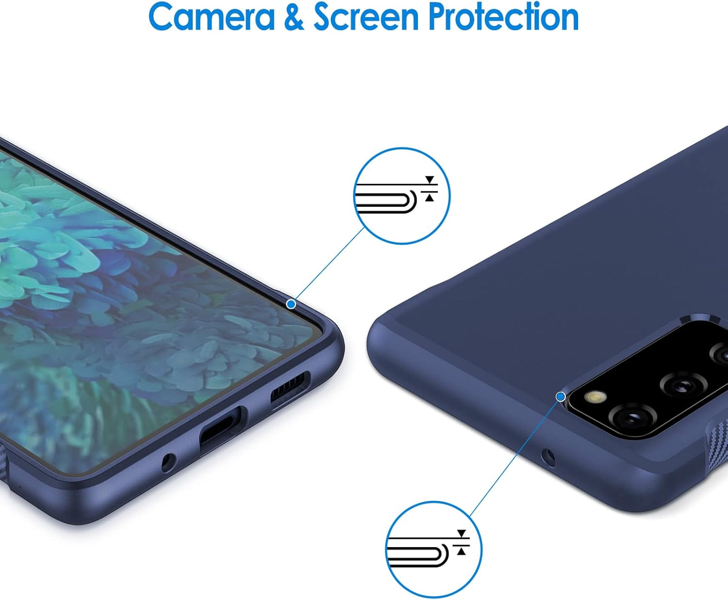 Jetech Slim Fit Case for Samsung Galaxy S20 FE 5G 6.5-Inch, Thin Phone Cover with Shock-Absorption and Carbon Fiber Design (Blue)