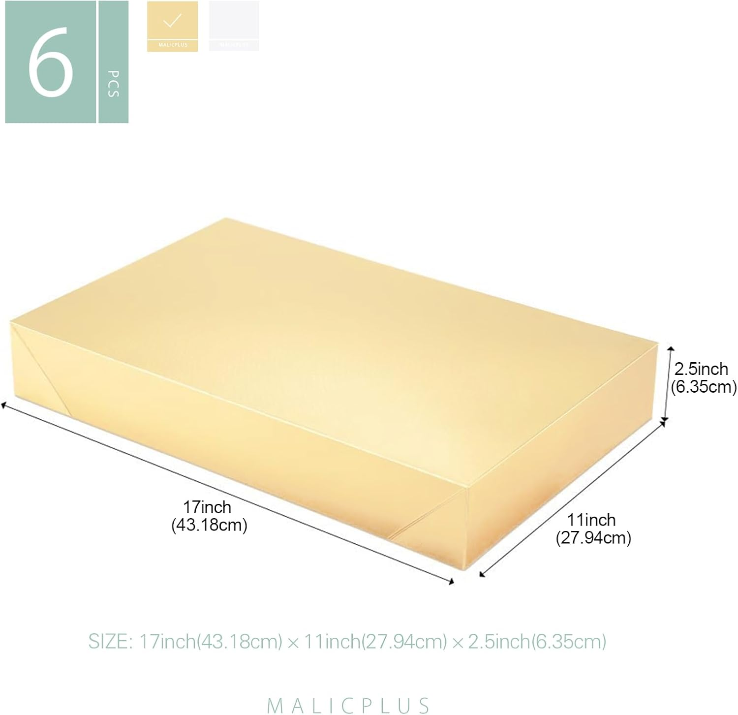 6 Extra Large Gift Boxes with Lids - 43X27.9X6.35 CM, Shirt & Clothes Gift Boxes, Gold, Grain Texture image number 1