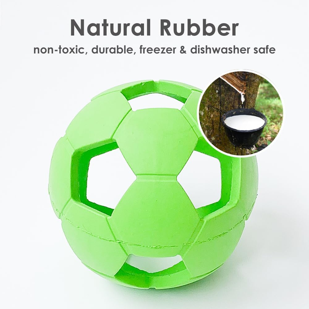 Interactive Dog Soccer Ball Toy, Natural Rubber, Non Toxic & Eco Friendly, High Bounce Ball for Fetch and Play, Dishwasher Safe (Pink, Medium) image number 2