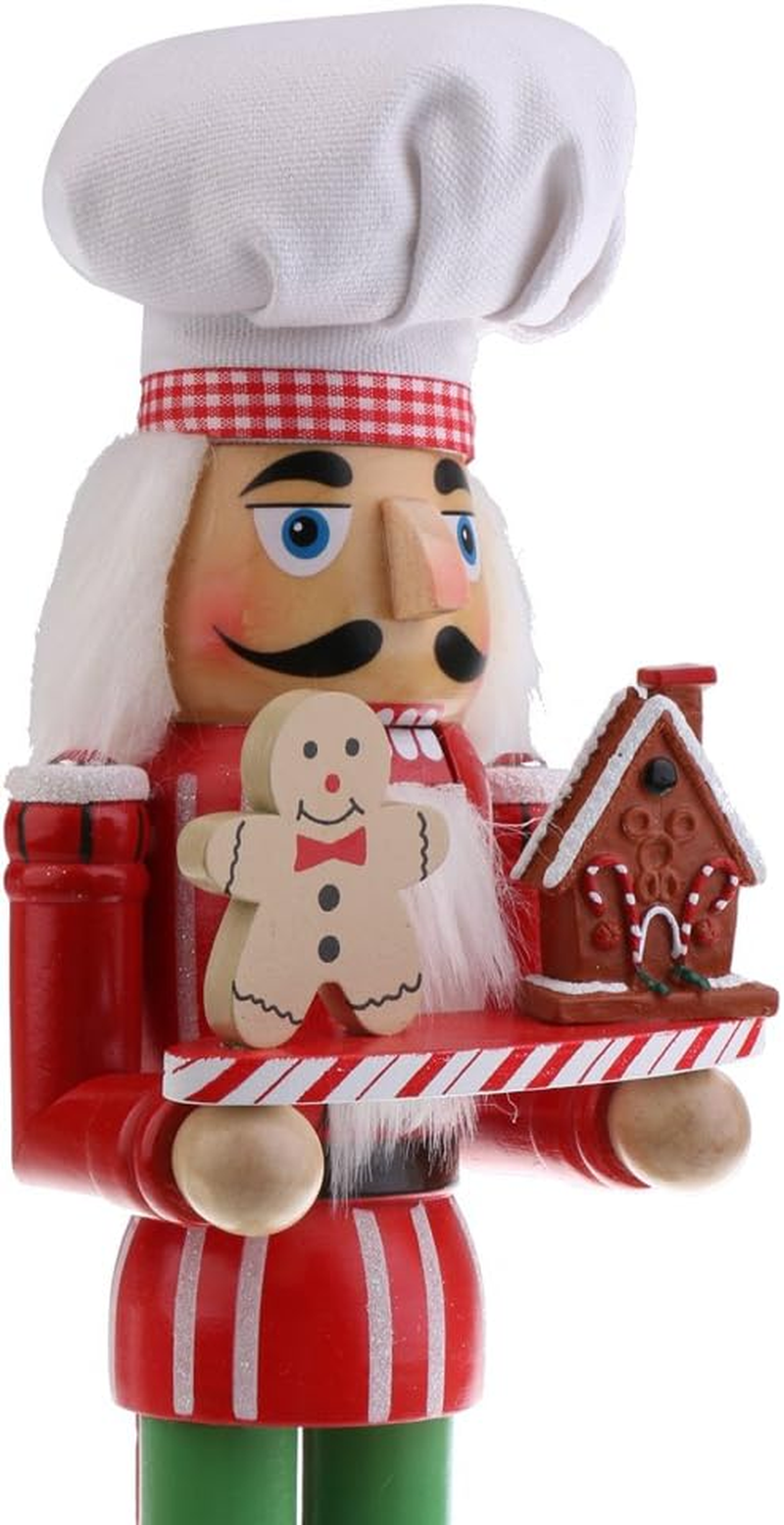36CM Wooden Hand Painted Cook with Tray Nutcracker Christmas Decorative Ornament Gifts image number 4