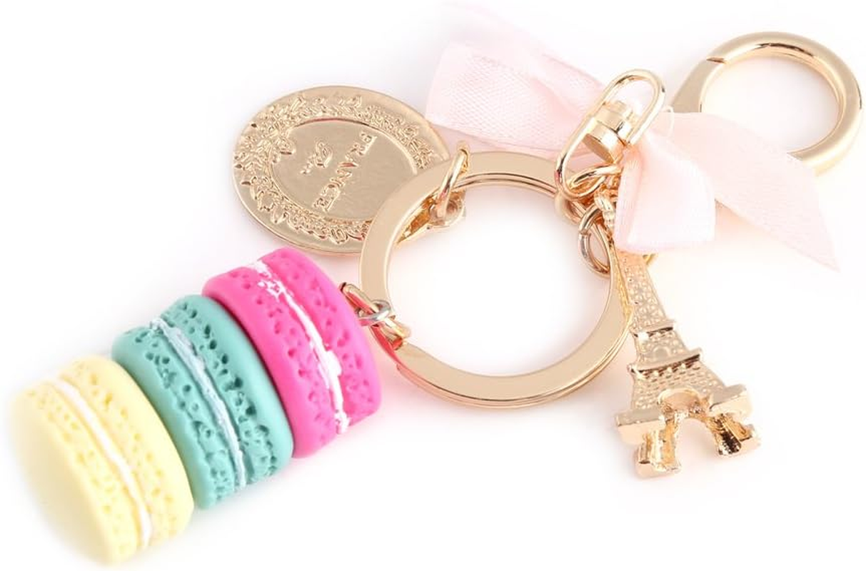 Colorful Alloy Keychain, Mini Macaroon Cute Eiffel Tower Keychain Keyring Bag Pendant Car Charm Decoration Accessory for Car Key Handbag (Rose Red) image number 6