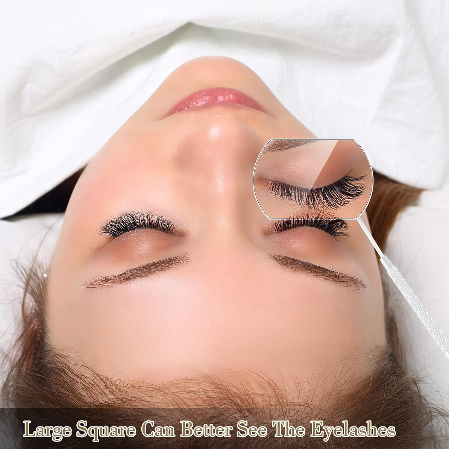 2 Pieces Lash Mirror for Eyelash Extensions Large Square Stainless Steel Eyelash Mirror Lash Tools(White) image number 1