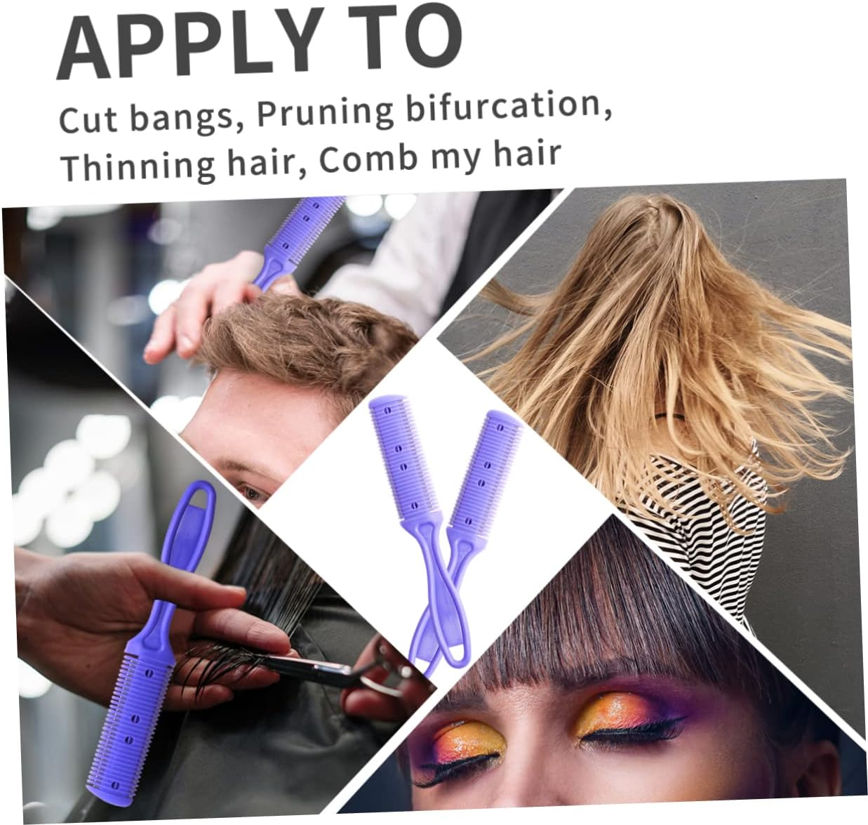 Hair Cutter Comb Double Side Haircut Scissors Stainless Steel for Both Long and Short Hair Self-Cut Thinning Scissors image number 1