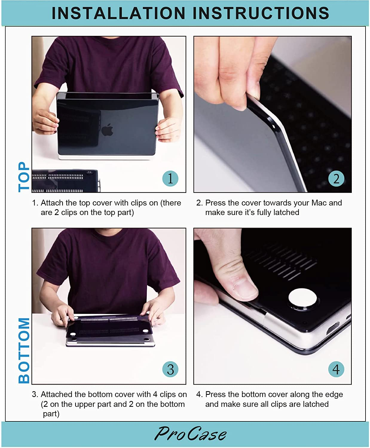 Procase for Macbook Pro 16.2 Inch 2024 (M4 A3403 A3186)/Pro 16 2023 2022 2021 (M3 A2991 /M2 A2780 /M1 A2485) with Touch ID, Slim Hard Shell Case with Keyboard Cover for Macbook Pro 16" -Black image number 6