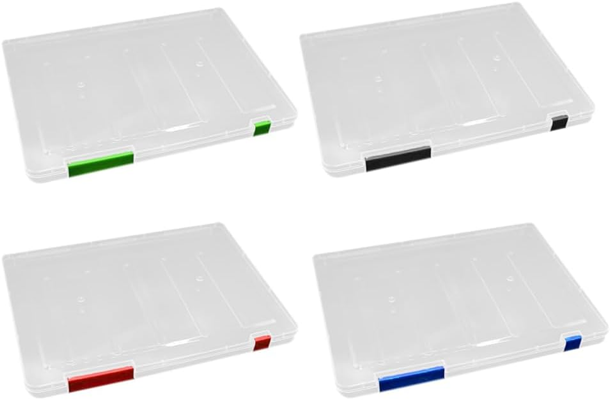 4Pcs A4 Document Boxes Portable File Organizers Clear Plastic Storage Containers for Home Office and Travel image number 3