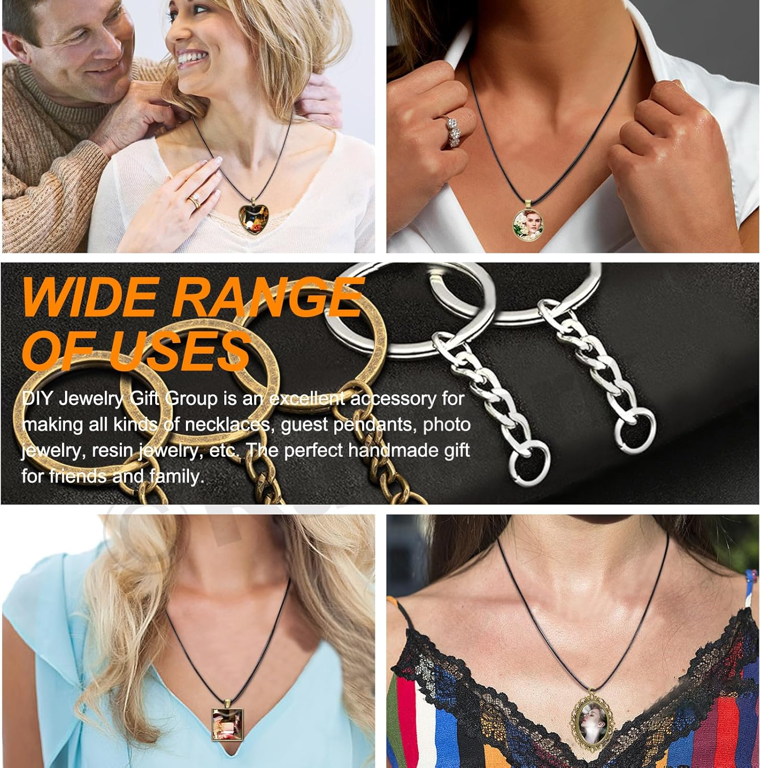 Rustark 100Pcs 5 Styles Pendant Trays Assortment Kit round Pendants Trays Set with Clear Glass Cabochon for Jewelry Making Crafting DIY Making - 3 Colors - 25Mm Heart Shaped Pendants Trays Kit image number 5