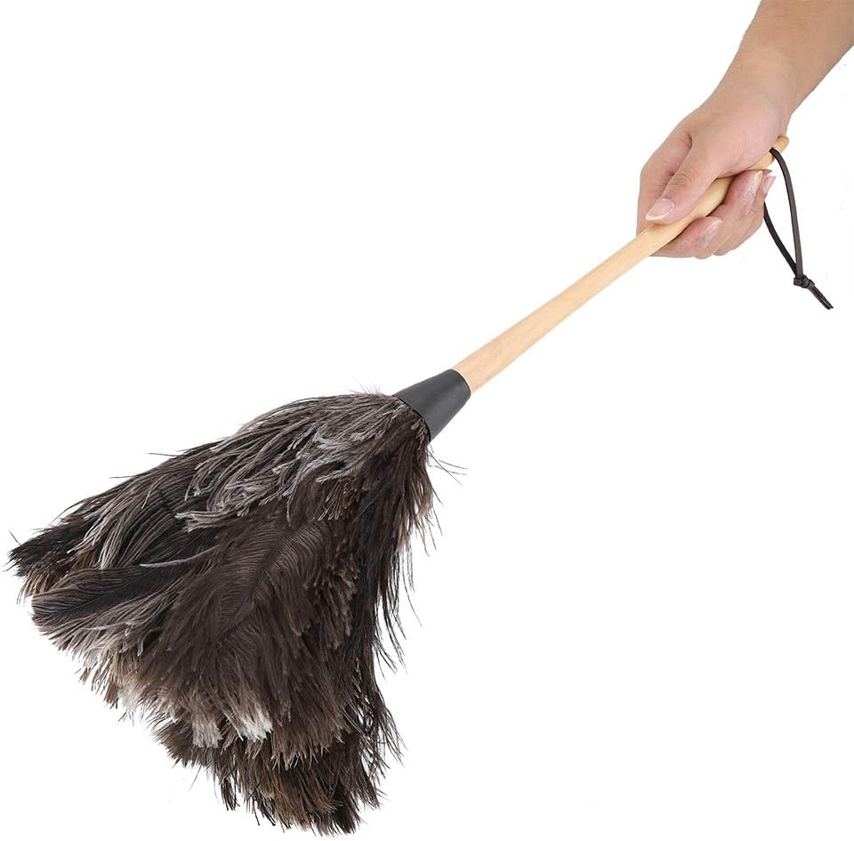 Duster, Handmade Washable Non-Electrostatic Ostrich Feather Wooden Handle Duster with Hanging Rope, Perfect for Cleaning TV, Book Shelf, Car image number 1