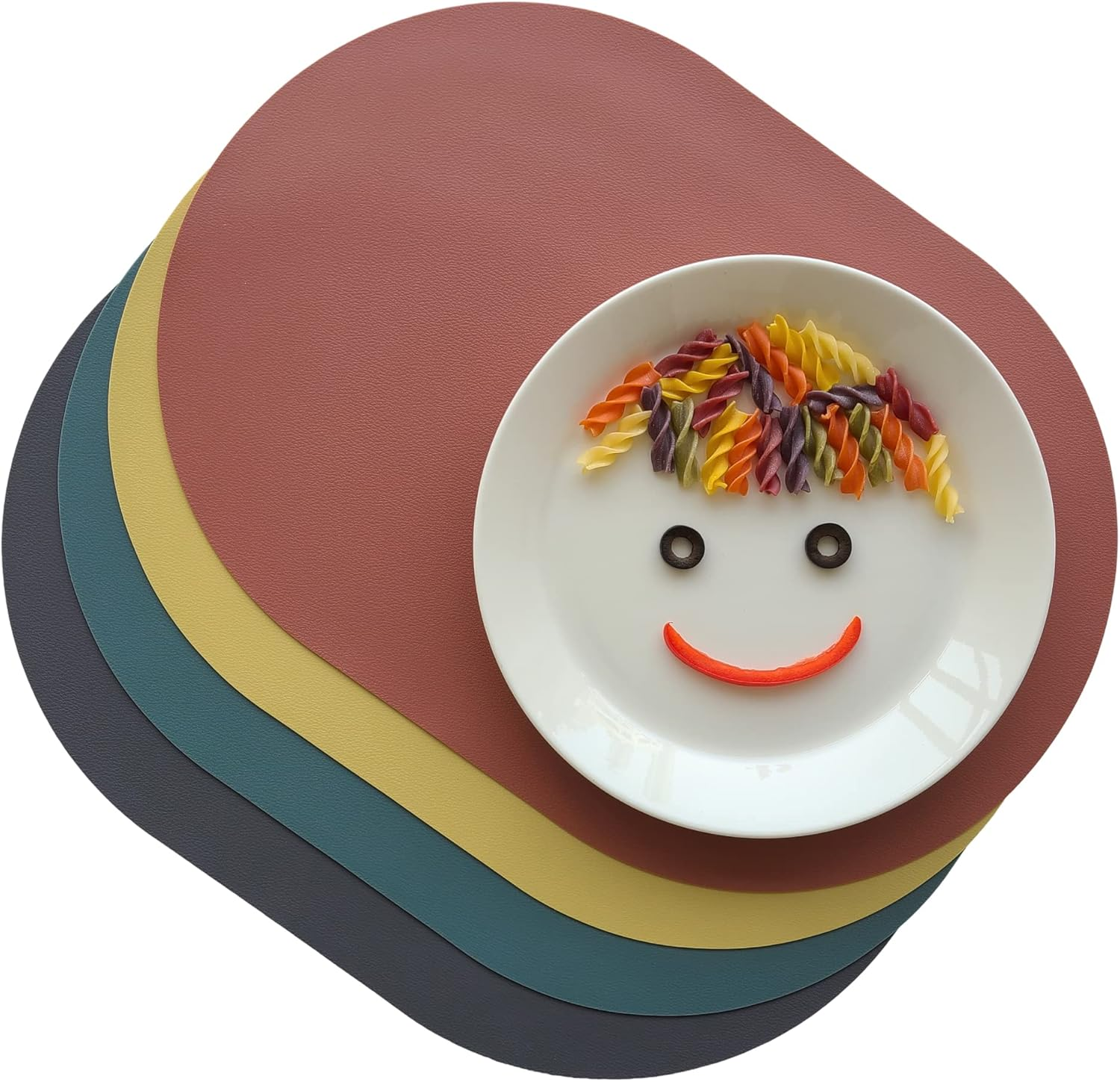 Silicone Placemats Set of 4 - Heat Resistant Washable and Wipeable Non Slip Place Mats, Waterproof Modern Dining Table Mats, Oval 16.9"X11.8"(Classic Dark Gray)