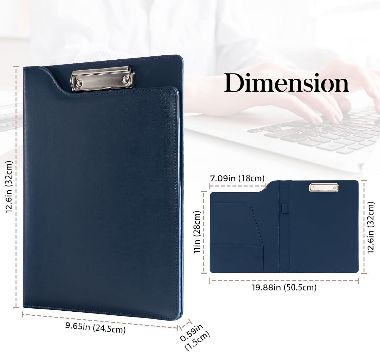 Procase A4 Leather Padfolio Clipboard Folder, Professional Portfolio for Interview Resume Office Conference - Darkblue image number 5
