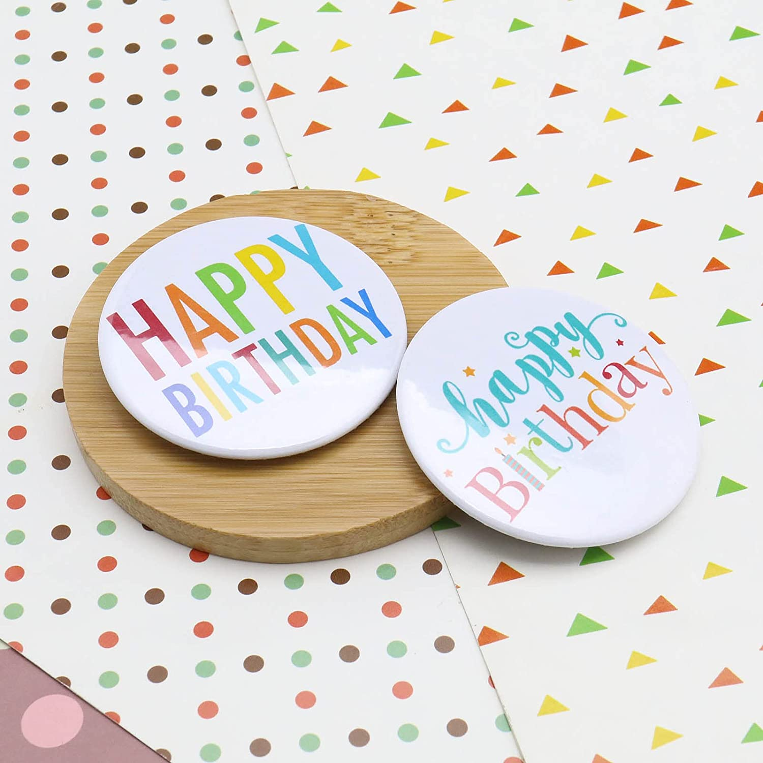 SING F LTD 8PCS Happy Birthday Badges Birthday-Themed Personalised Metal round Button Pins Party Supplies Decoration Essentials for Girls Boys image number 2