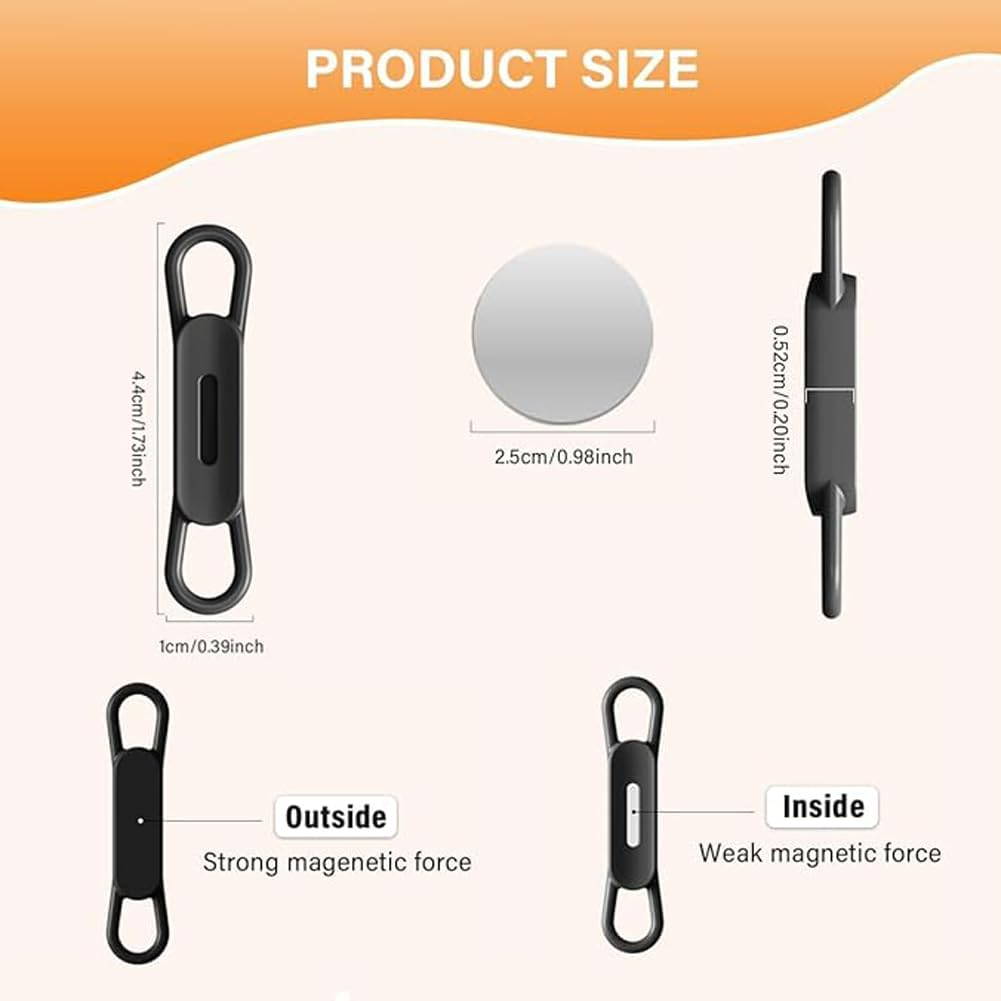 8Pack Magnetic Pen Clip, Adjustable Silicone Magnetic Pen Holder for Refrigerator, Magnetic Dry Erase Marker Holder, for Home, Refrigerator, Office Desk (Black+White)