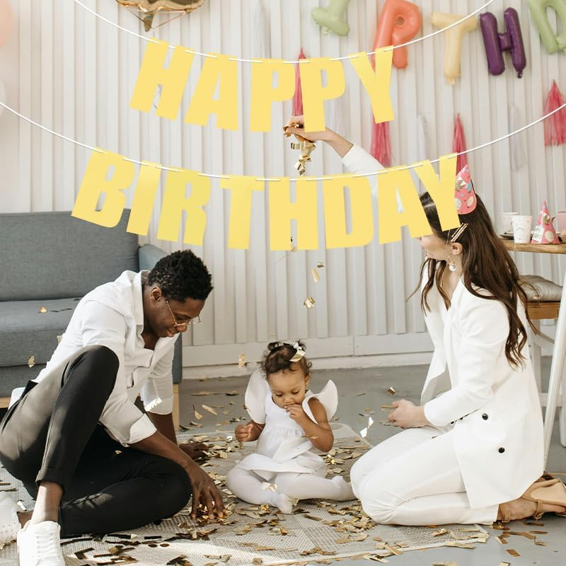 Happy Birthday Decorations Banner for Men Women Gold Glitter Happy Birthday Banner Happy Birthday Banner Home Decor Birthday Party Supplies for Girls Boys Adults Teen Birthday Hanging Sign Wall Banner image number 3