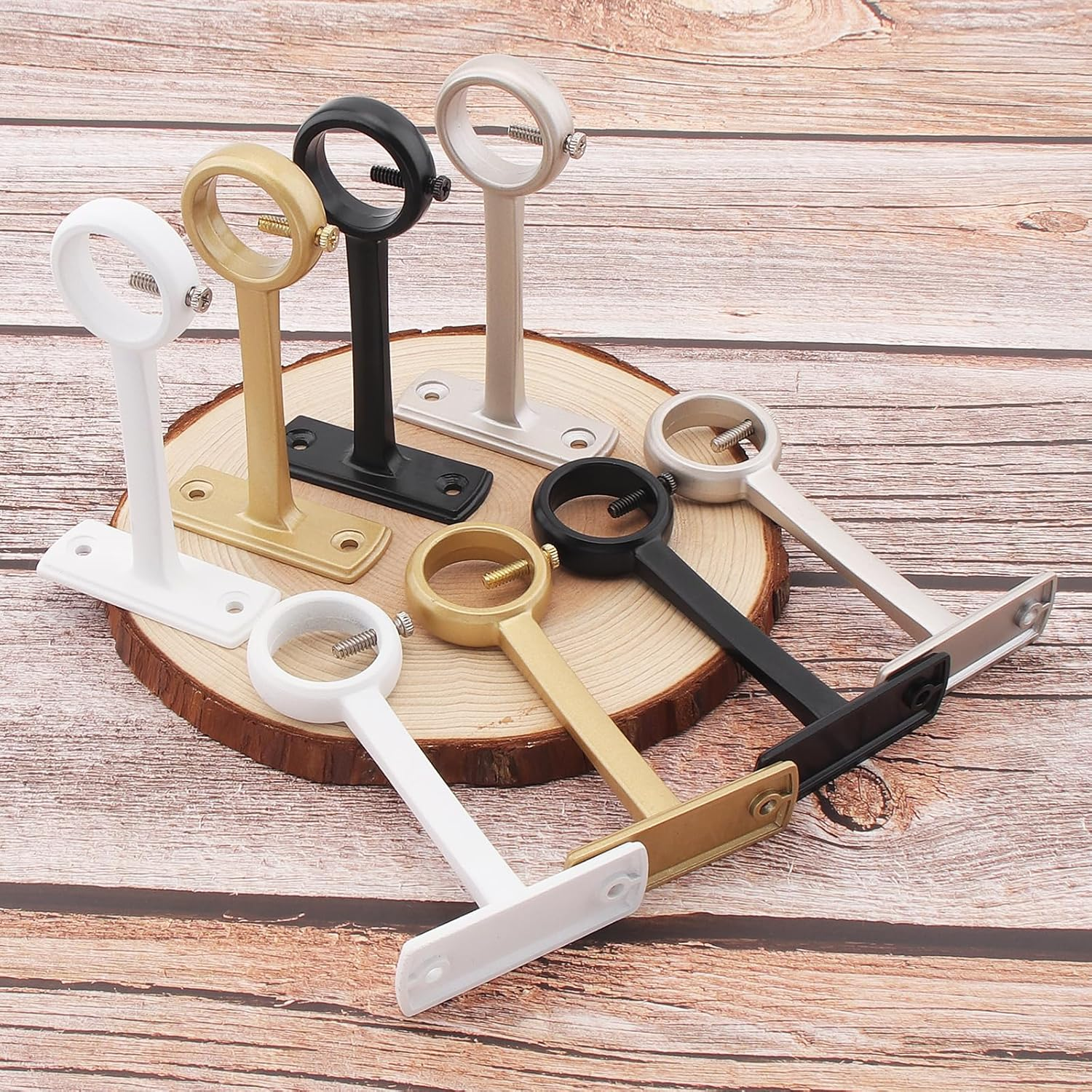 Ceiling-Mount Curtain Rod Brackets, Heavy Duty Ceiling and Wall Curtain Rod Holder for 1 Inch Drape Pole (White (Set of 2)) image number 5