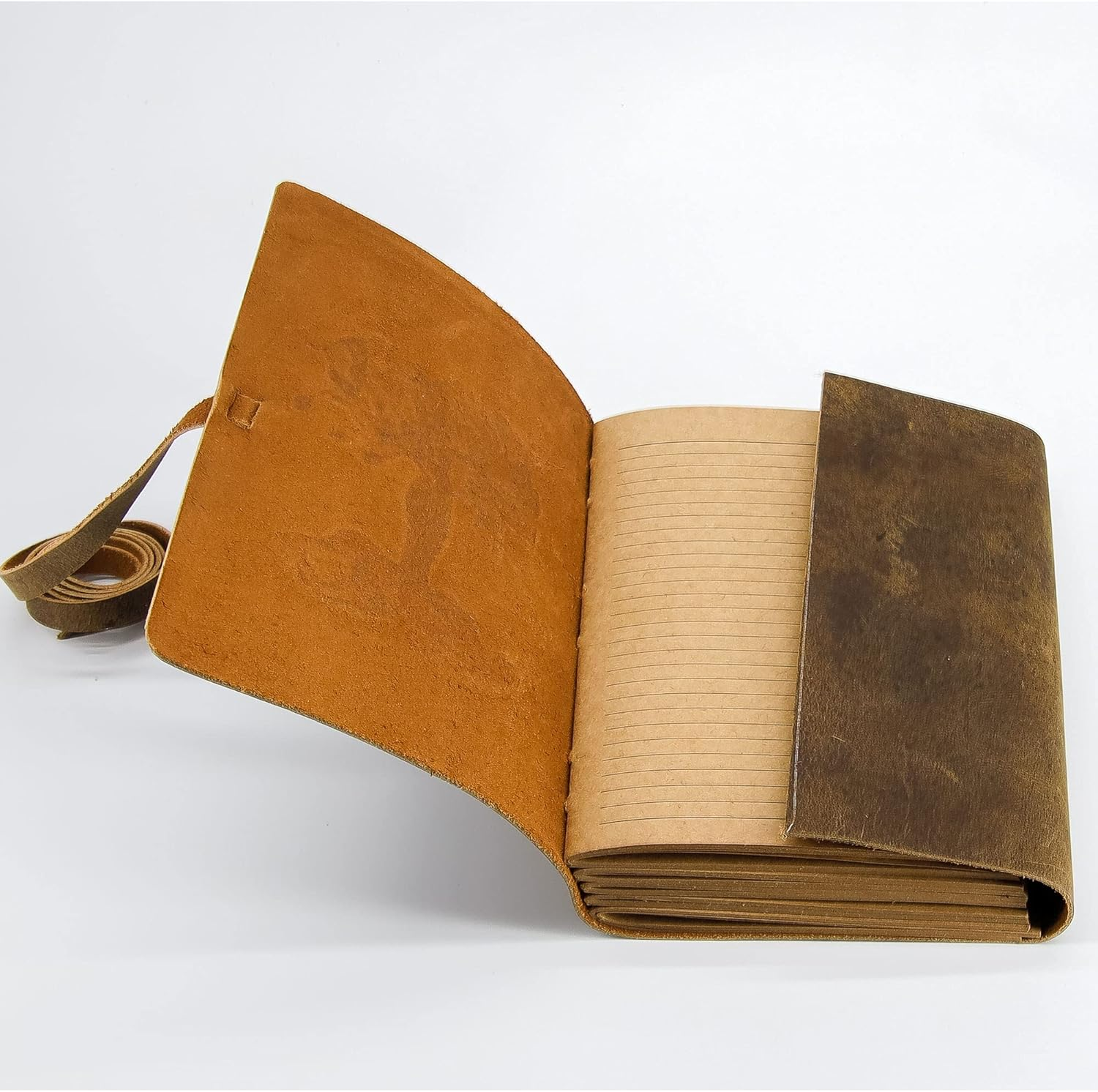 Leather Journal for Women and Men Embossed 8 X 6 Inch Handmade Lined Craft Paper Mother Earth Notebook Writing Notepad Book of Shadows Journal image number 3